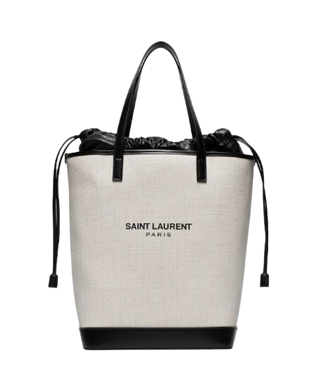 Preowned Saint Laurent Teddy Canvas Shopper Tote Beige