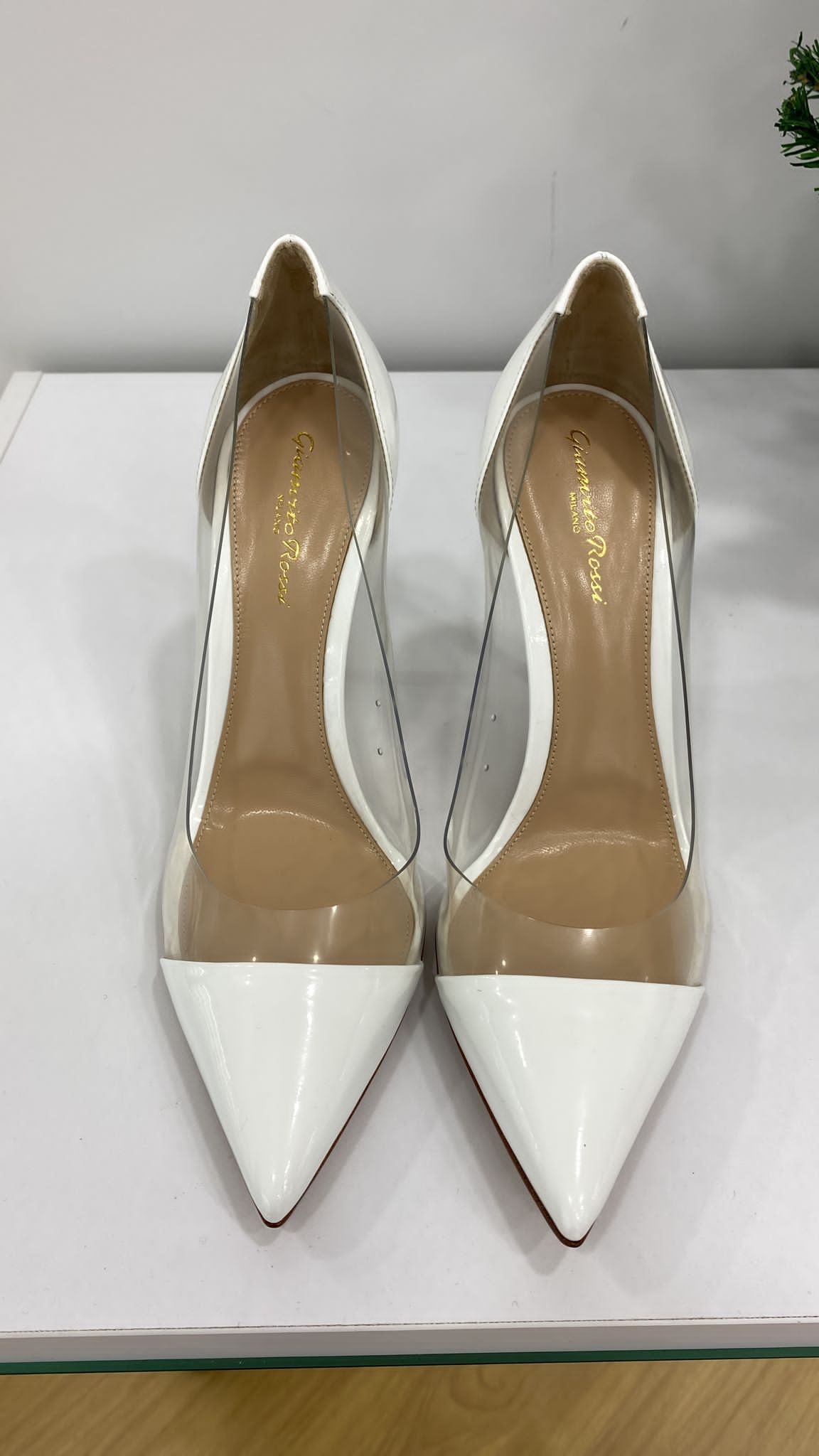 Gianvito Rossi White Plexi Pumps 105 Size 35.5 leather