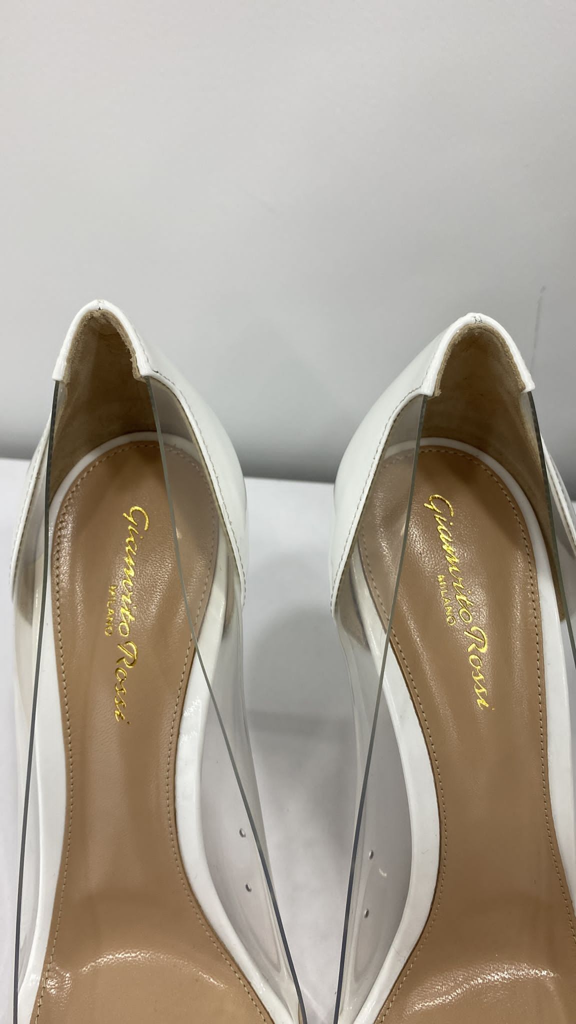 Gianvito Rossi White Plexi Pumps 105 Size 35.5 leather