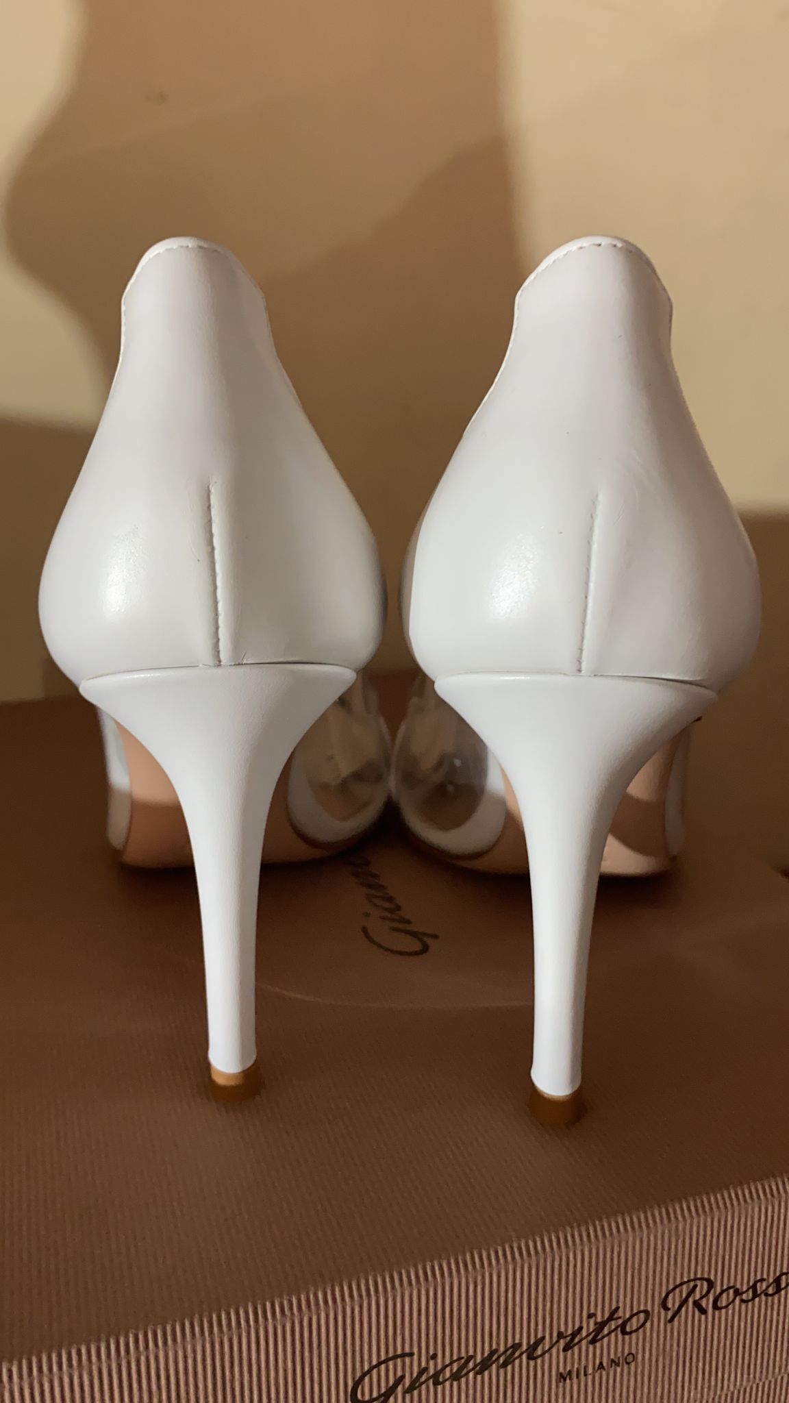 Gianvito Rossi White Plexi Pumps 105 Size 35.5 leather