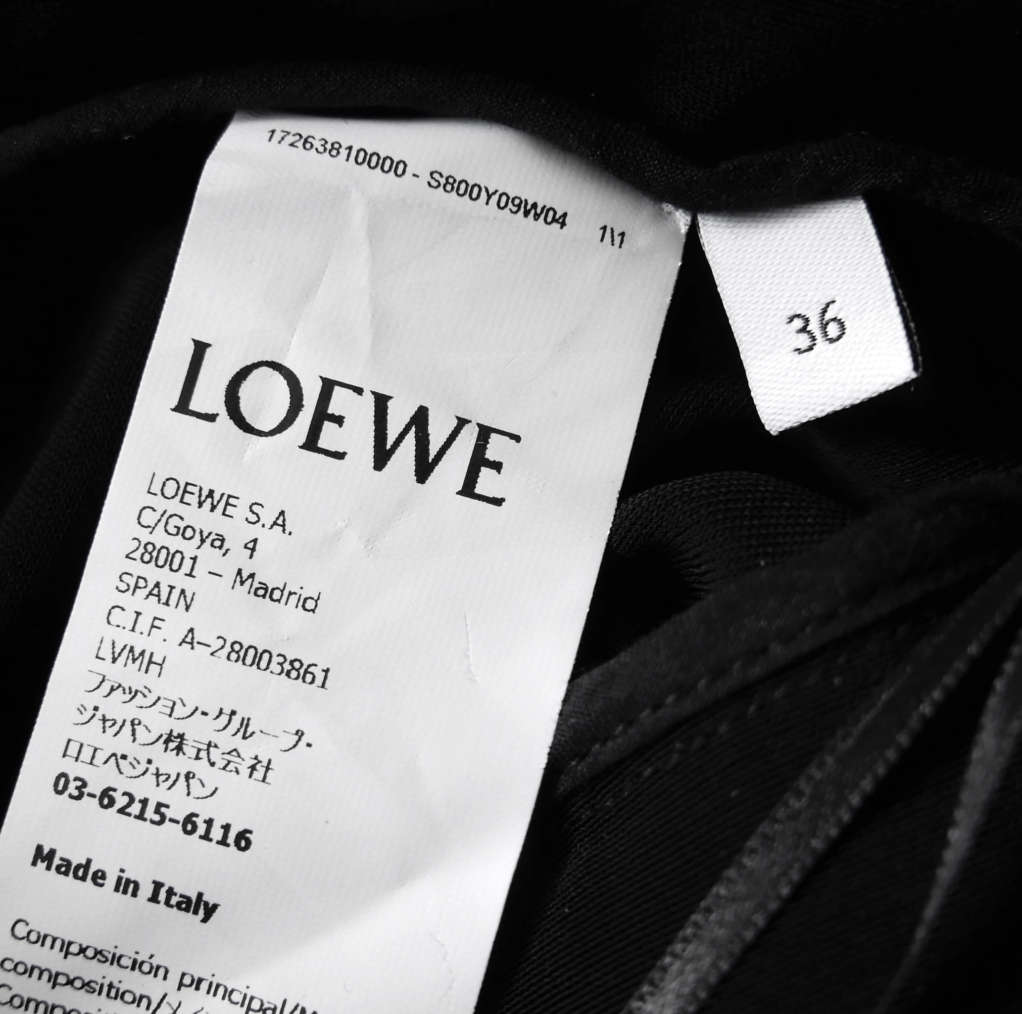 Loewe Black Asymmetric Satin Midi Dress Size S tricetate