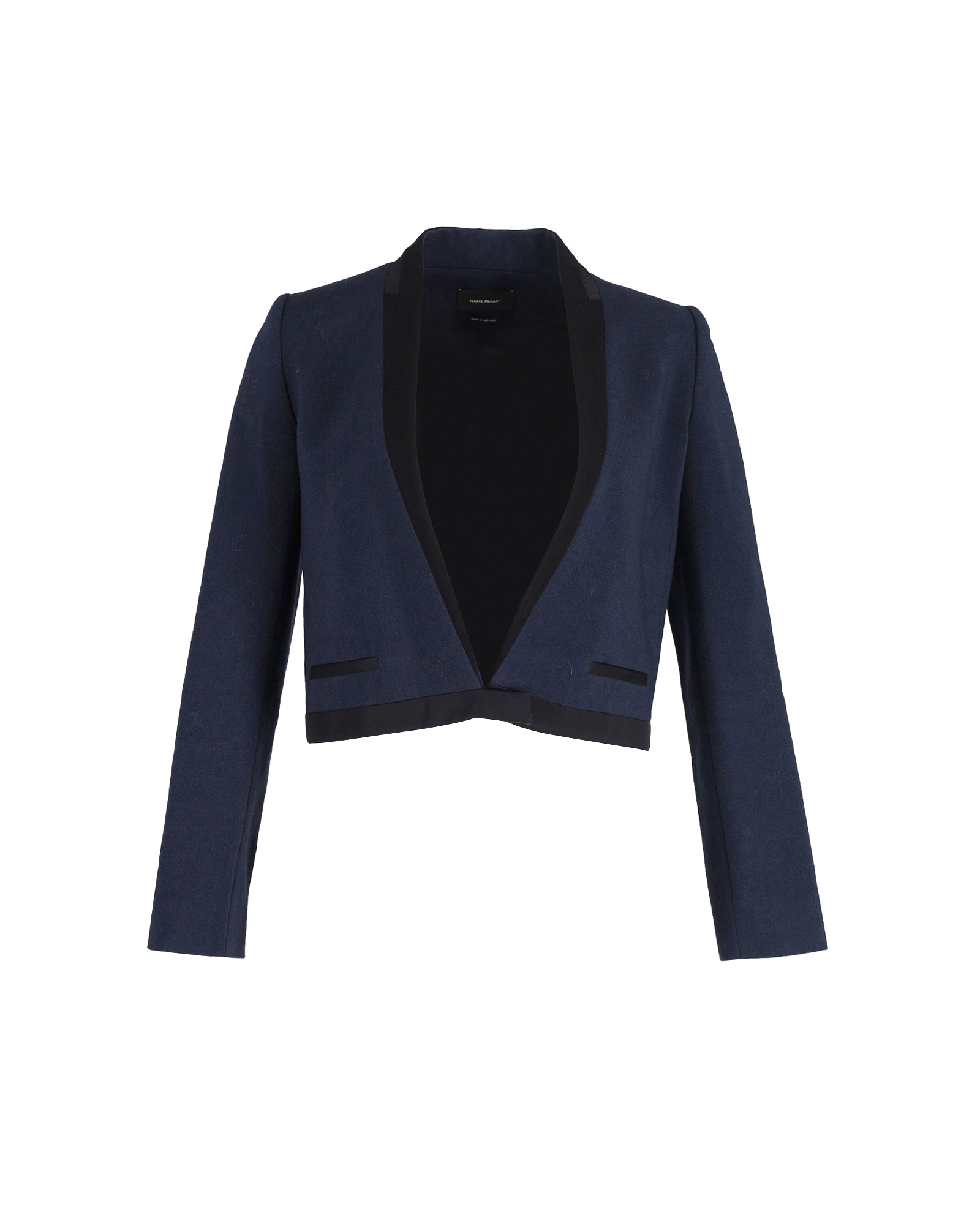 Preowned Isabel Marant Navy Jamet Cropped Blazer Size 36 blue wool/hair