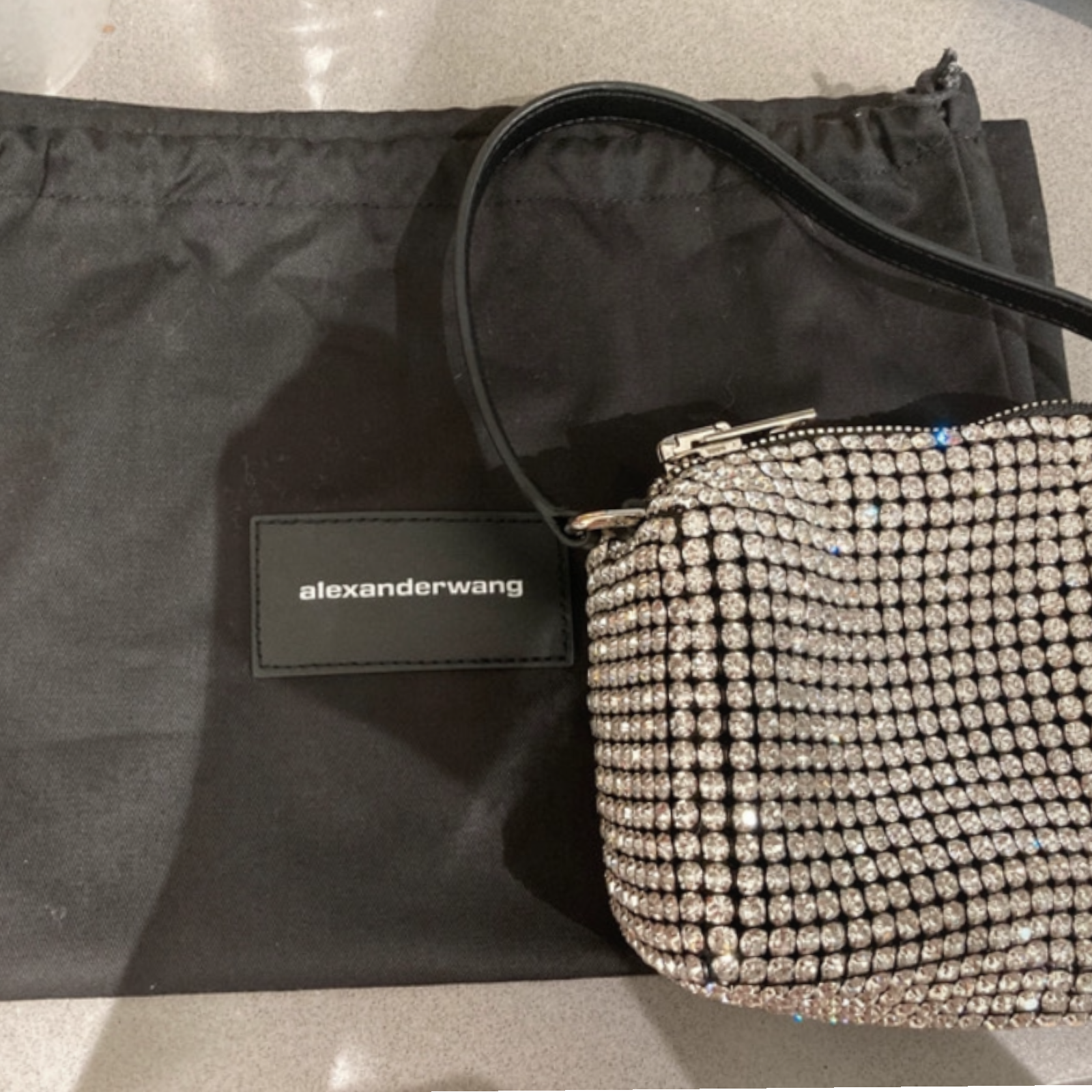 Preowned Alexander Wang Black Crystal Embellished Medium Heiress Bag sliver glitter