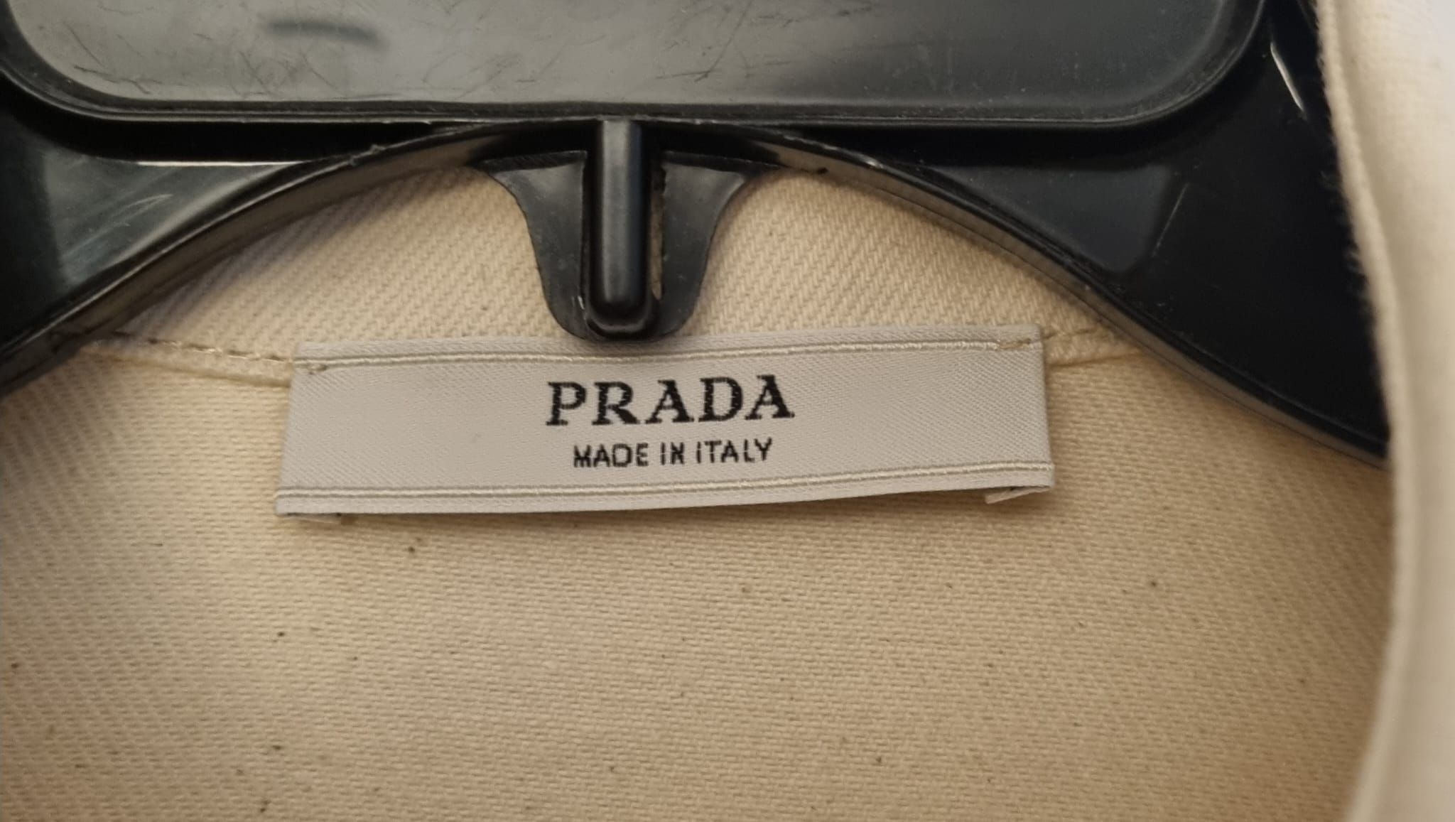 Prada Cream Canvas Short Sleeve Shirt Size S cotton