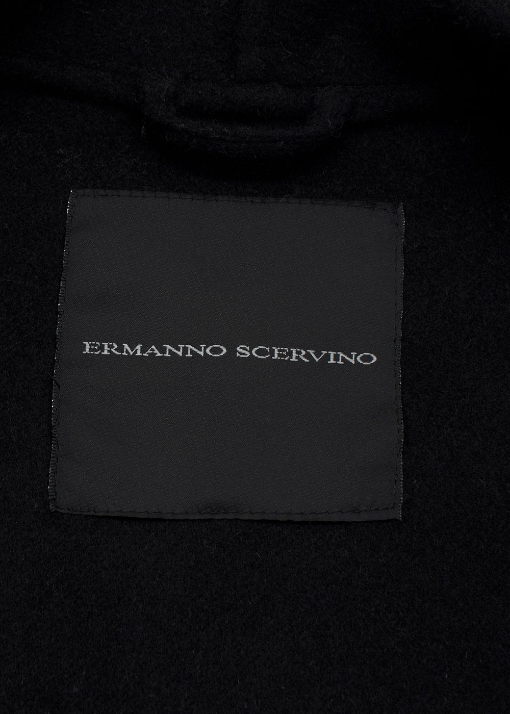 Ermanno Scervino Black Angora Wool Blend Coat with Mink Fur Buckle Size S