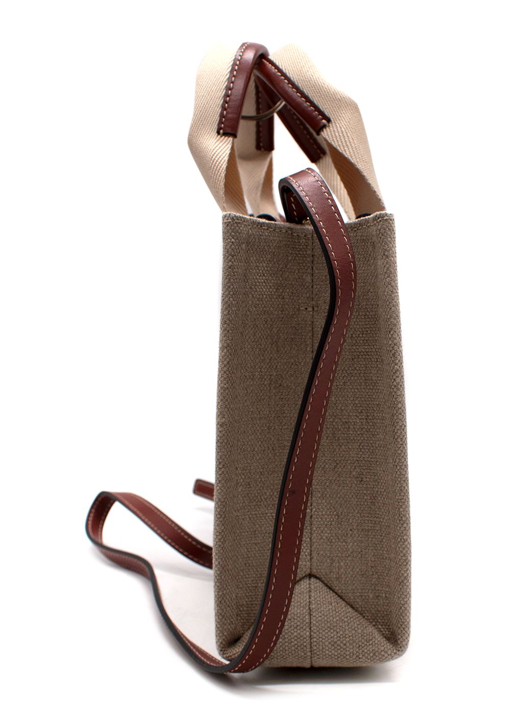 Chloe Small Woody Linen Tote Bag beige.brown main body/linen