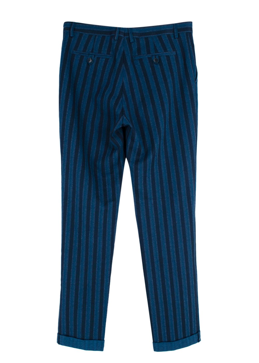 Men's Etro Blue Striped  Cotton Blend Slim Fit Trousers Size L Multi Blue