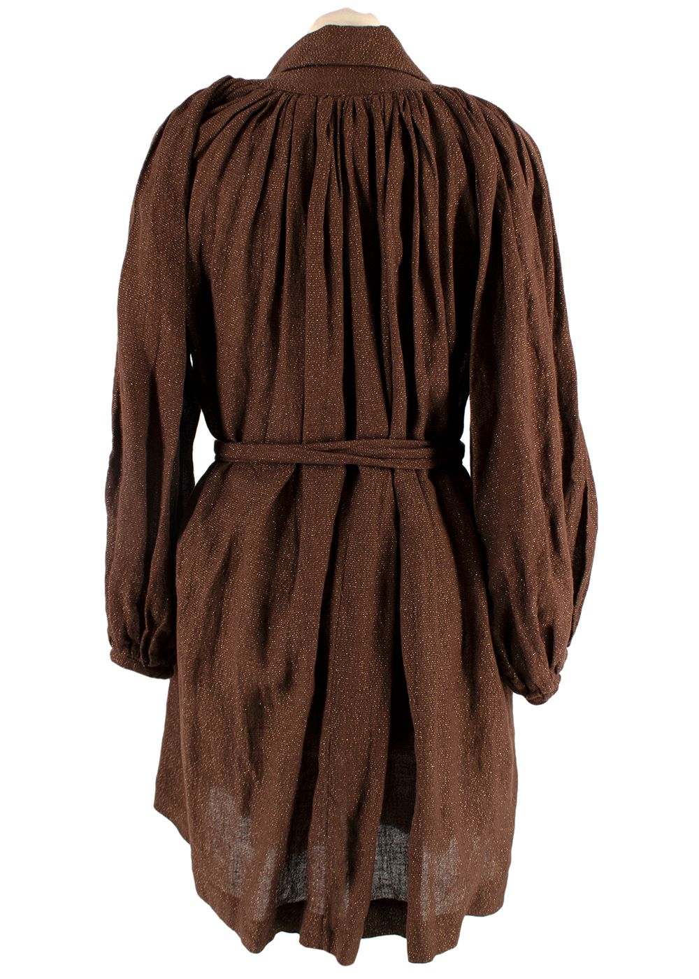 Lisa Marie Fernandez Lurex Linen Brown Dress Size S Brown/Gold linen/polyester