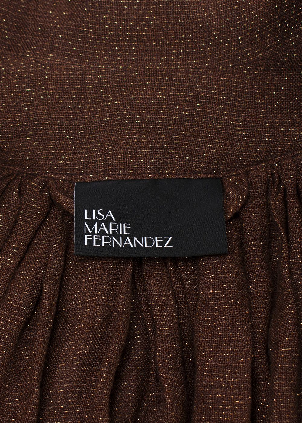 Lisa Marie Fernandez Lurex Linen Brown Dress Size S Brown/Gold linen/polyester