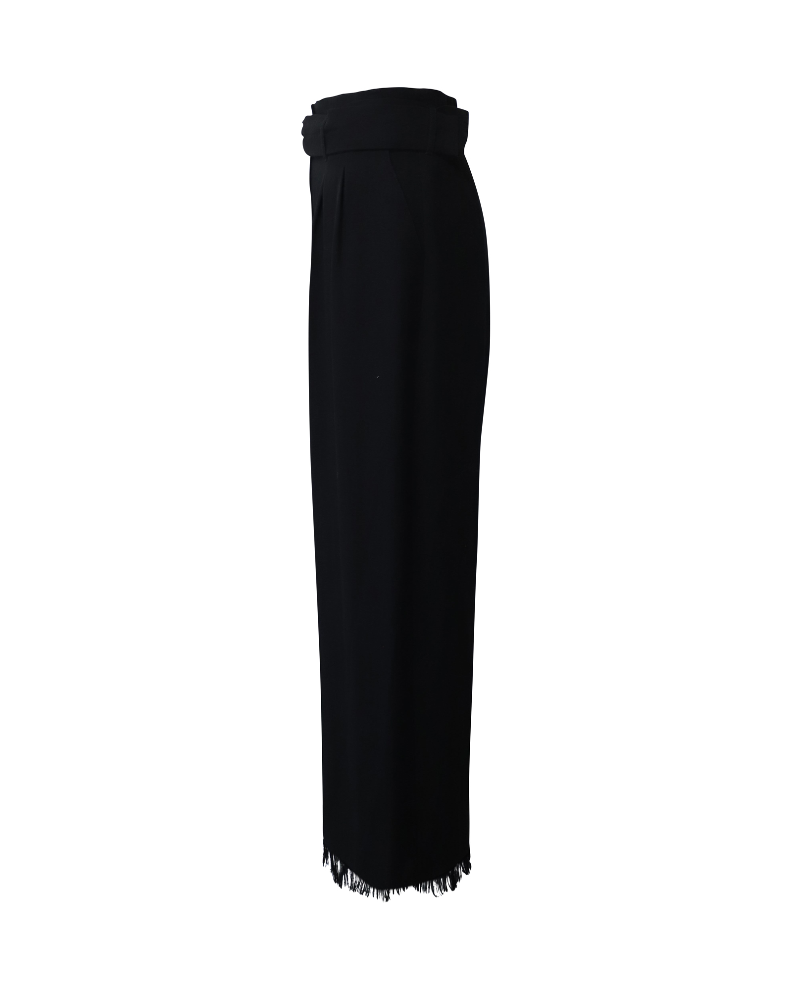 Preowned Nanushka Mason Wide Leg Fringed Trousers Size S black synthetic/triacetate