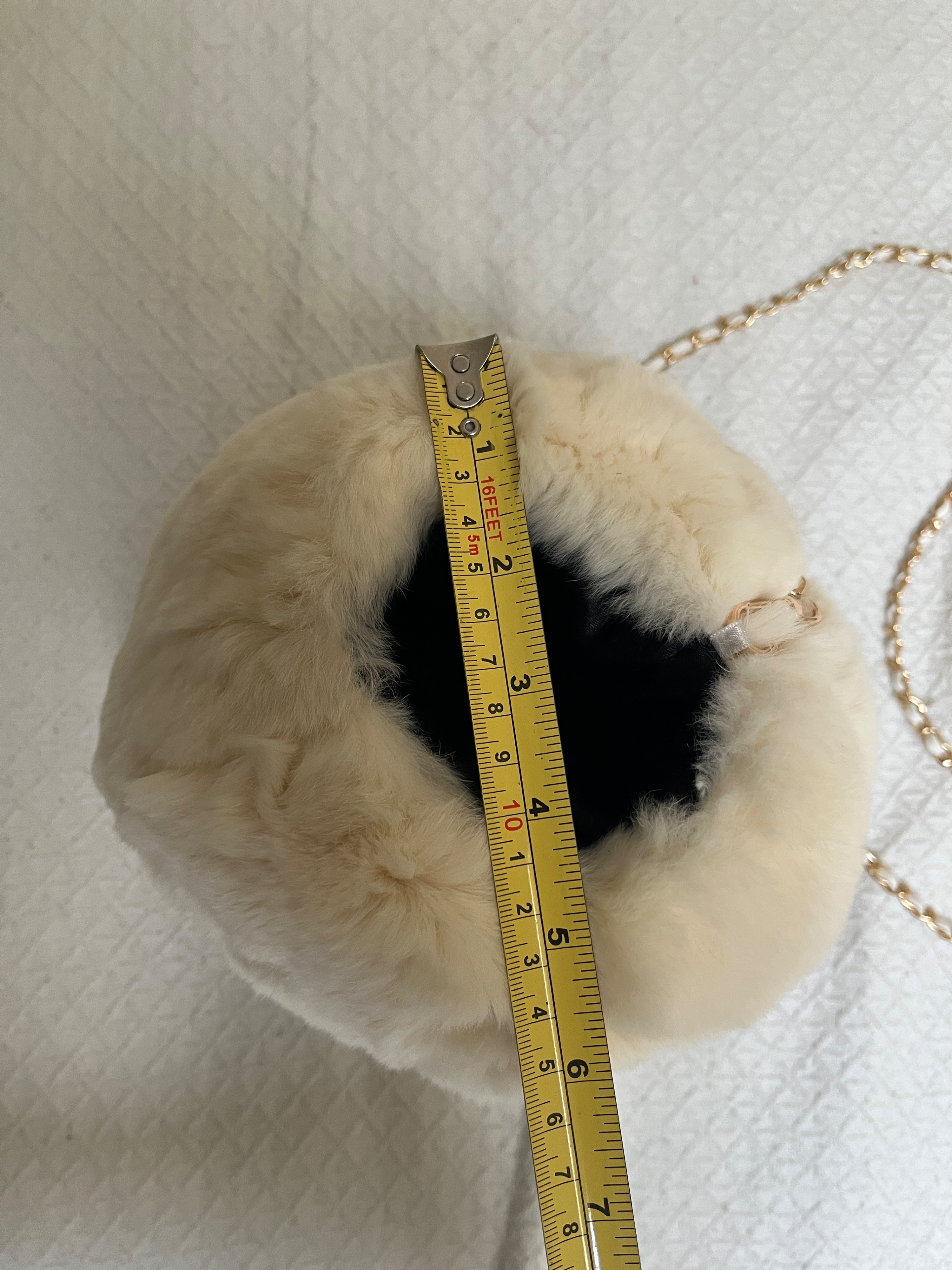 Chanel Vintage White Rabbit Fur Handmuff on Chain Size M