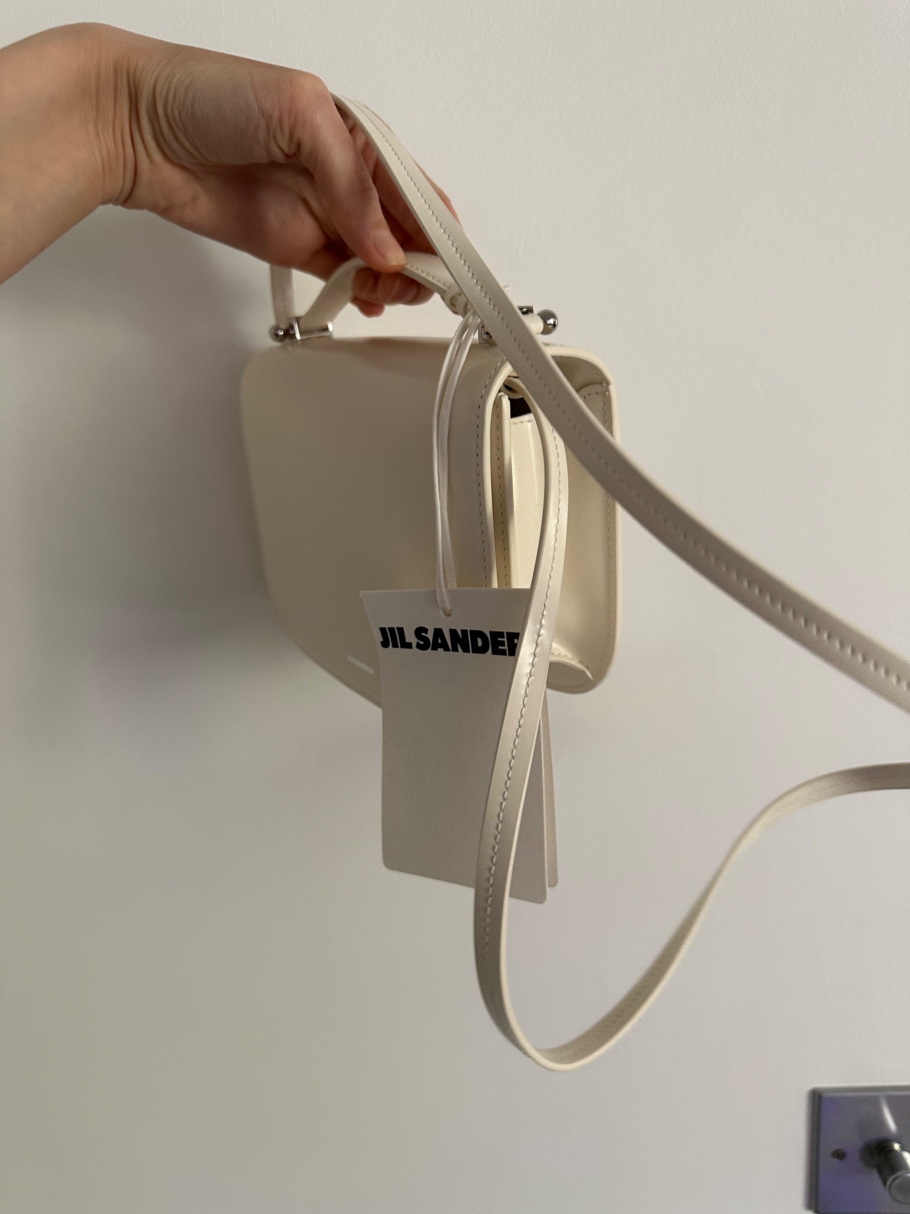 Jil Sander Leather off-white Small Taos Bag Ivory