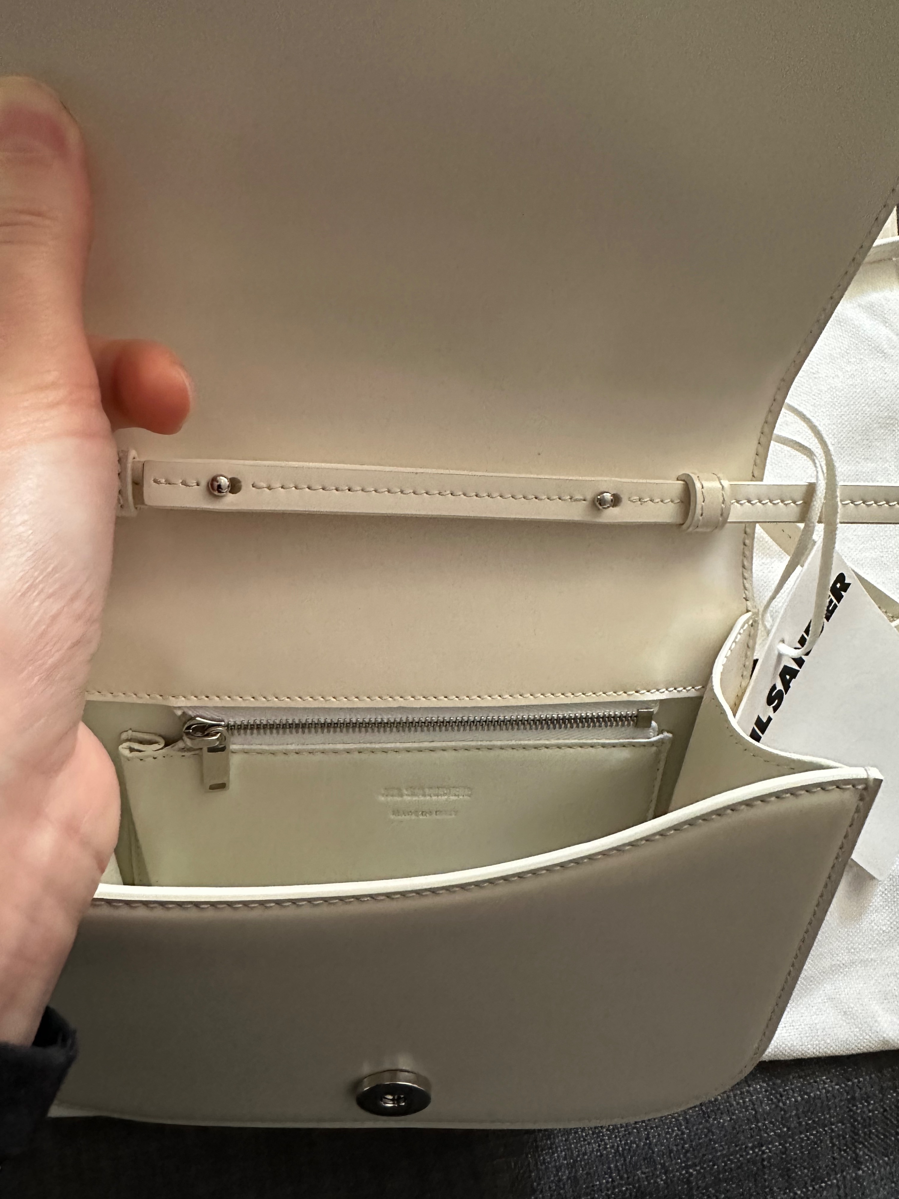 Jil Sander Leather off-white Small Taos Bag Ivory