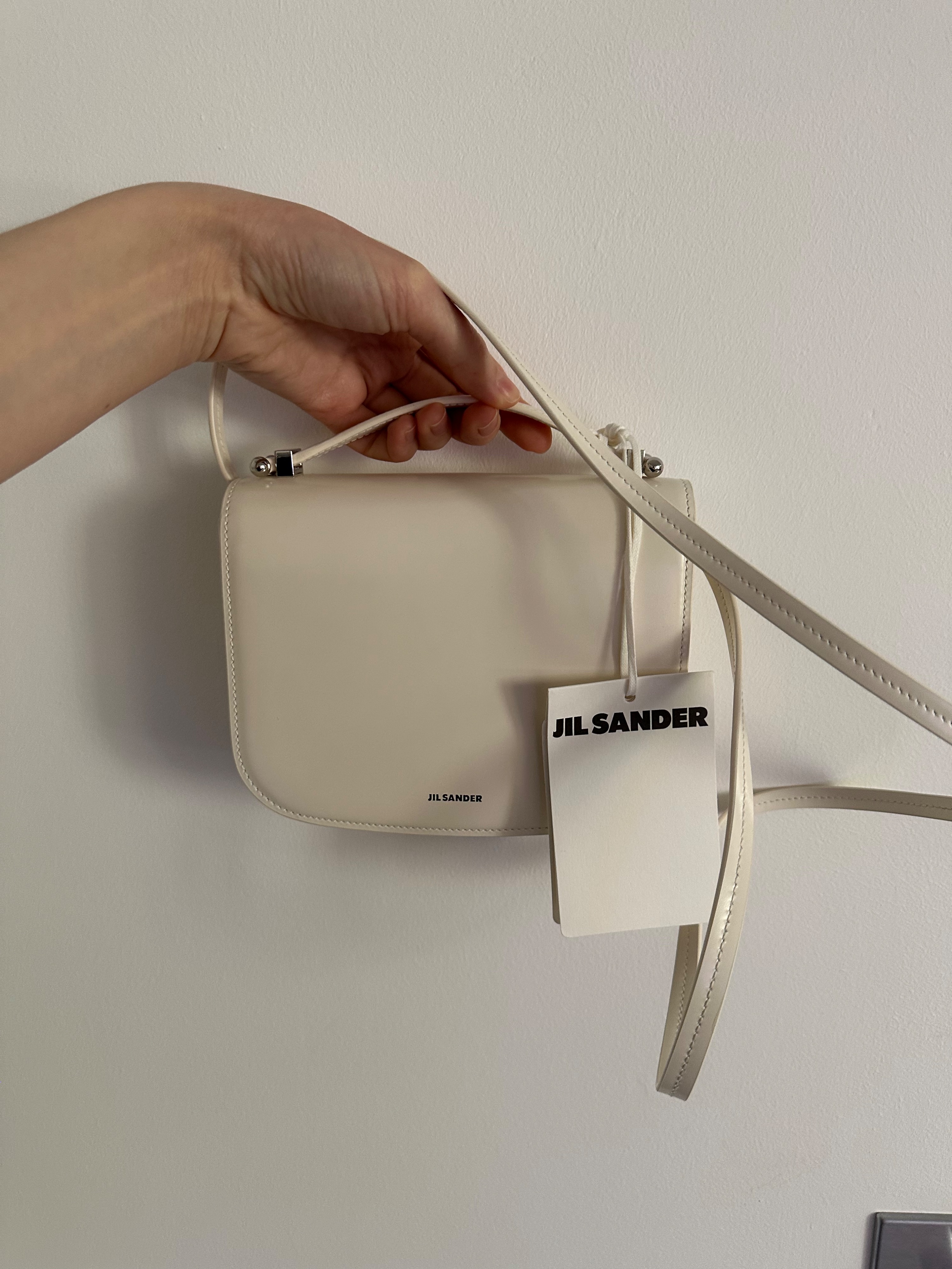 Jil Sander Leather off-white Small Taos Bag Ivory