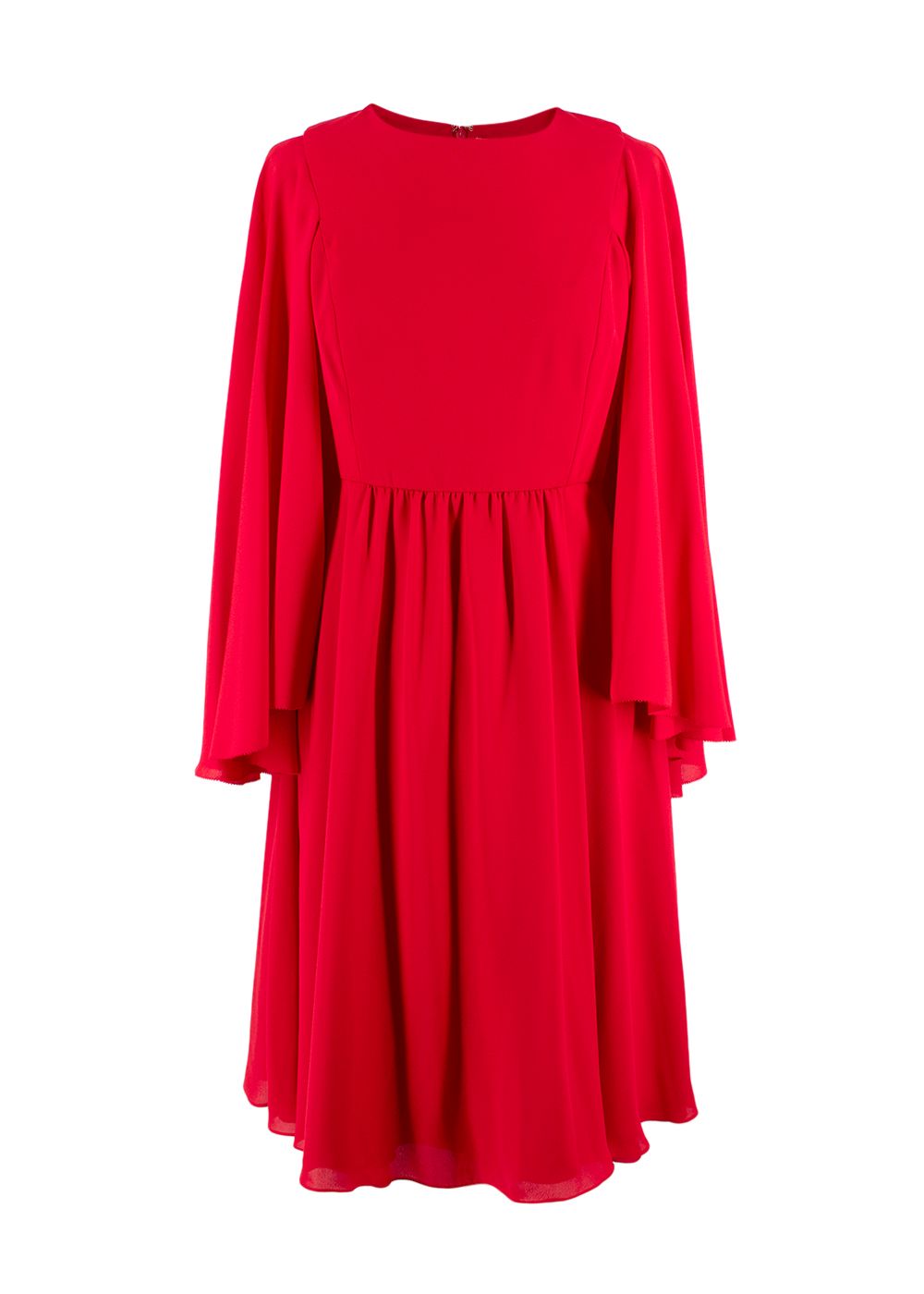 Mikael Aghal Red Cape Sleeve Midi Dress Size XXS polyester