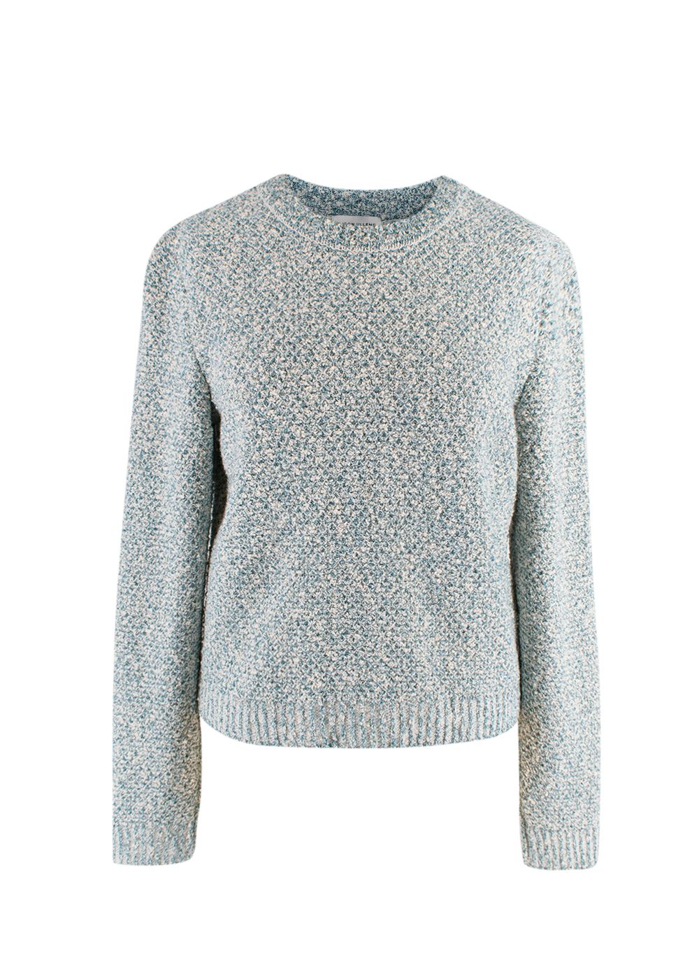 Maison Ullens Blue Tweed Crew Neck Jumper Size M cotton