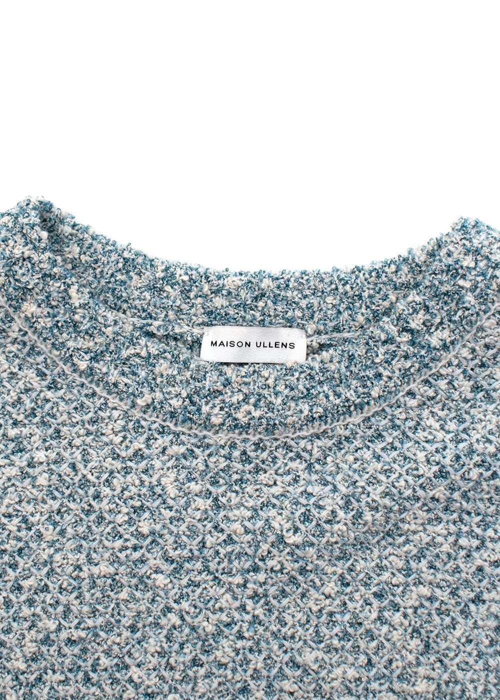 Maison Ullens Blue Tweed Crew Neck Jumper Size M cotton