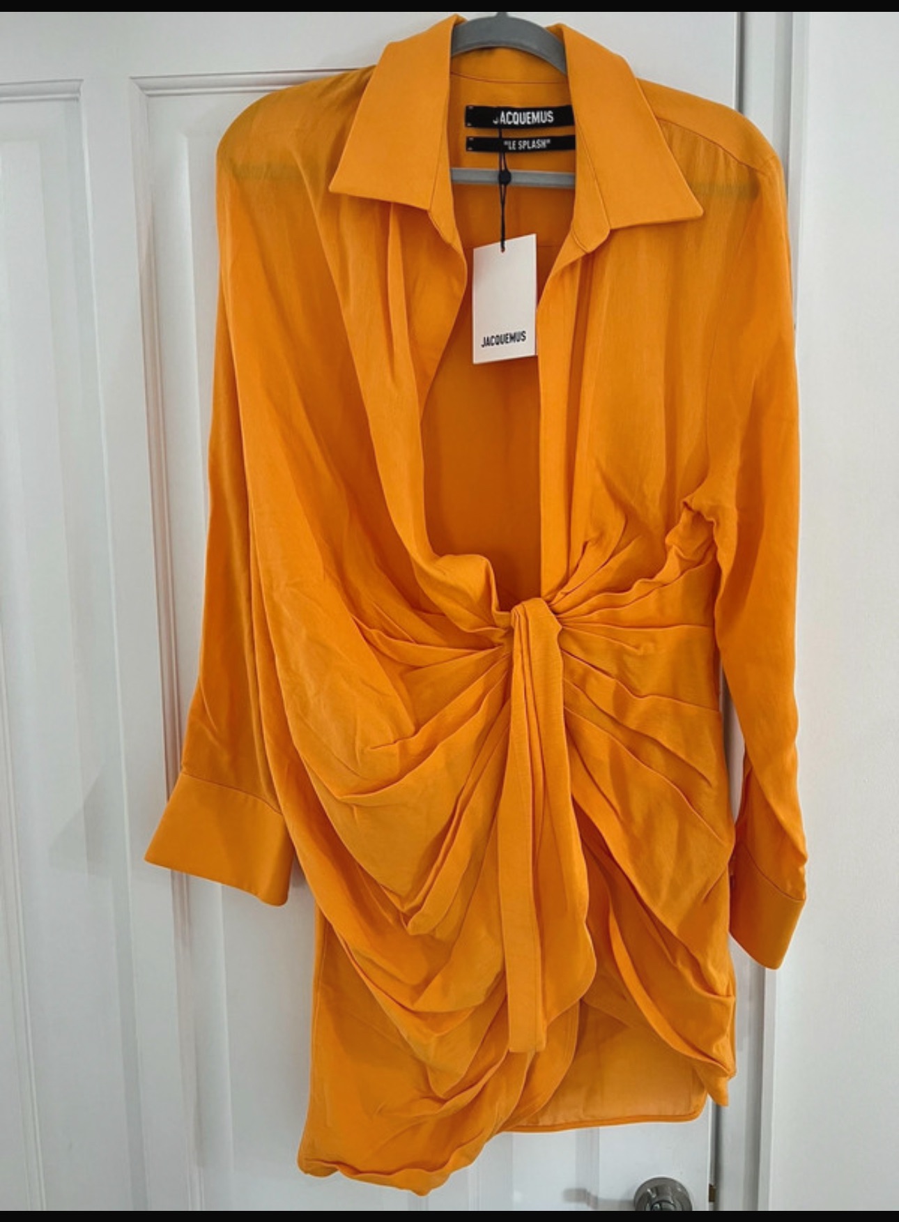 Jacquemus Orange La Robe Bahia Mini Dress Size M linen