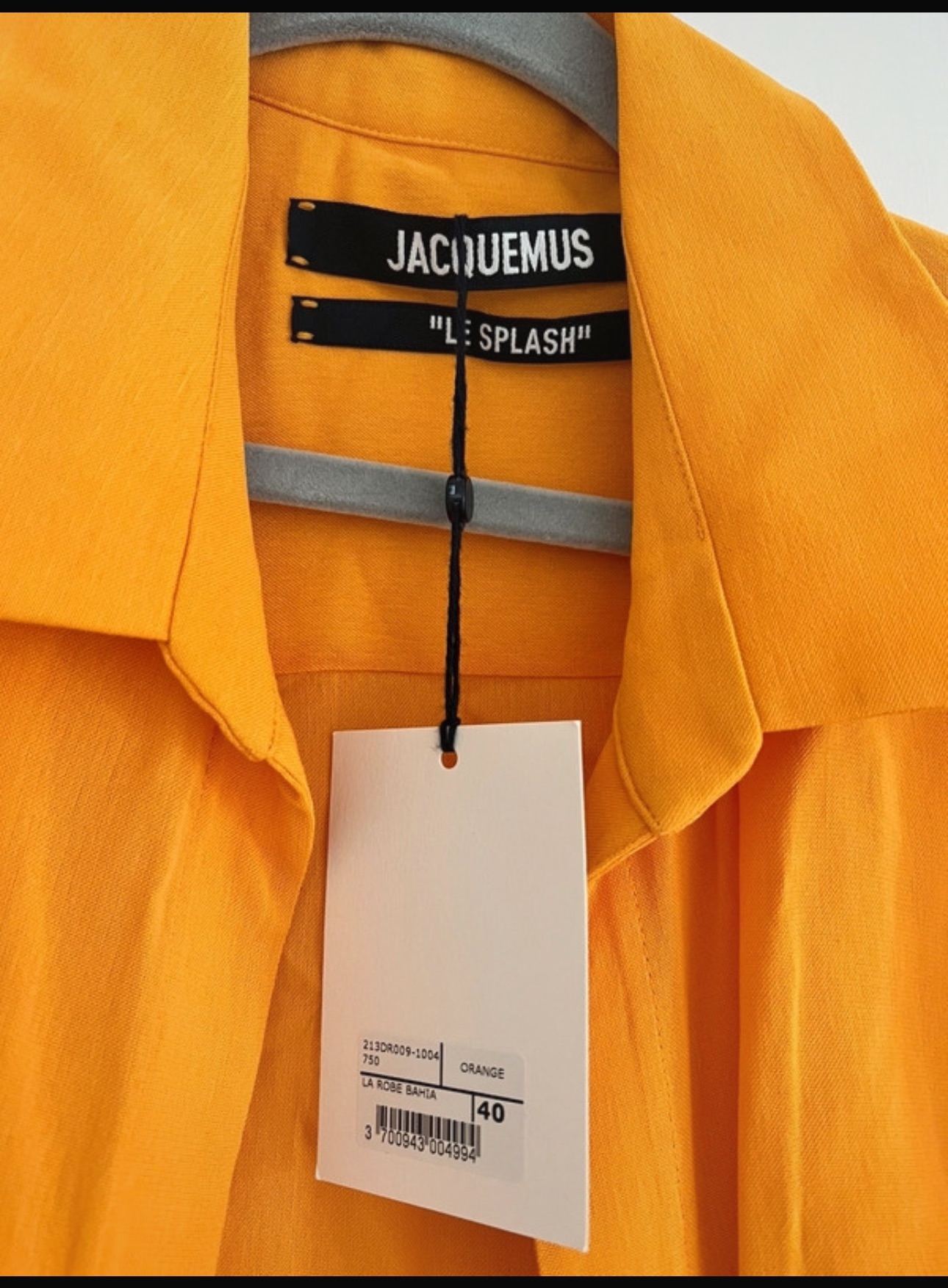 Jacquemus Orange La Robe Bahia Mini Dress Size M linen