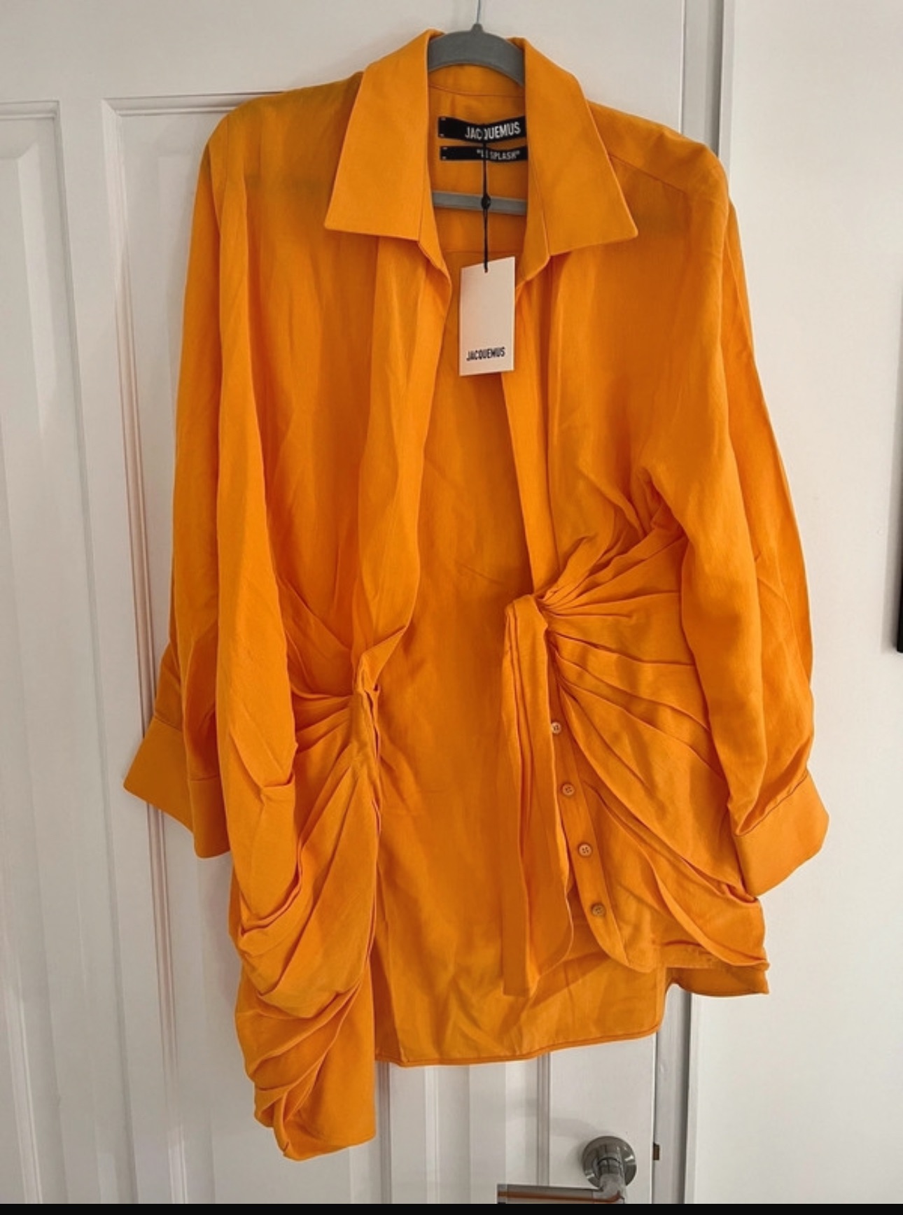 Jacquemus Orange La Robe Bahia Mini Dress Size M linen