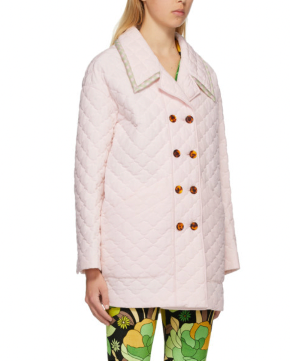 Fendi Giacca Runway Pale Pink Quilted Silk Jacket Size S