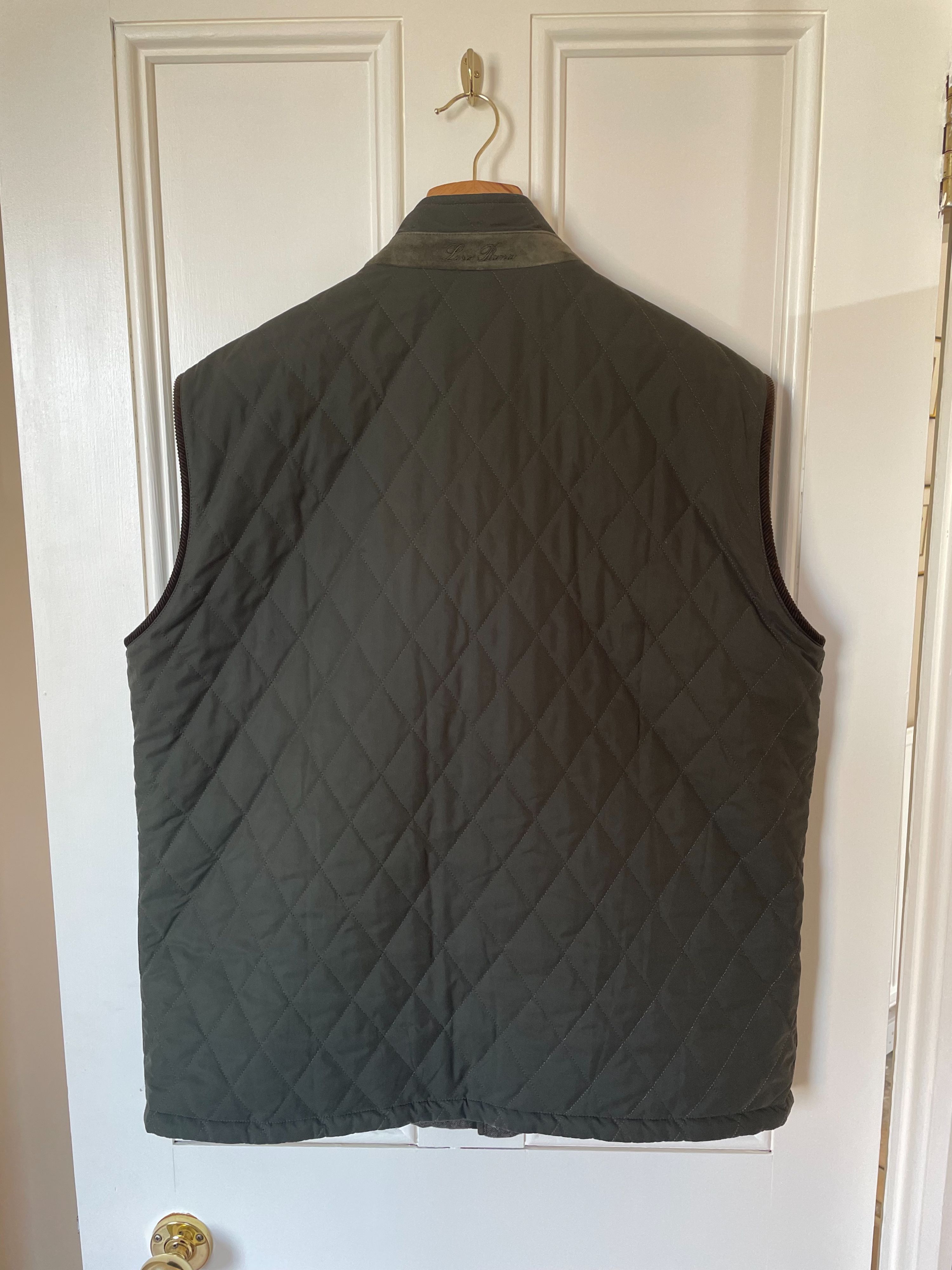 Loro Piana Green quilted polyester  cashmere reversible gilet Size L