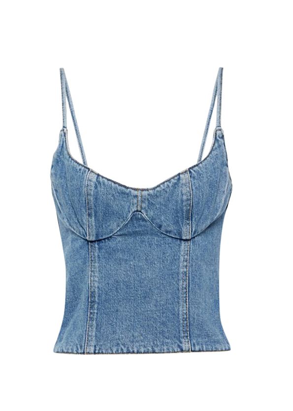 Preowned Magda Butrym Denim Corset Top Size S Blue