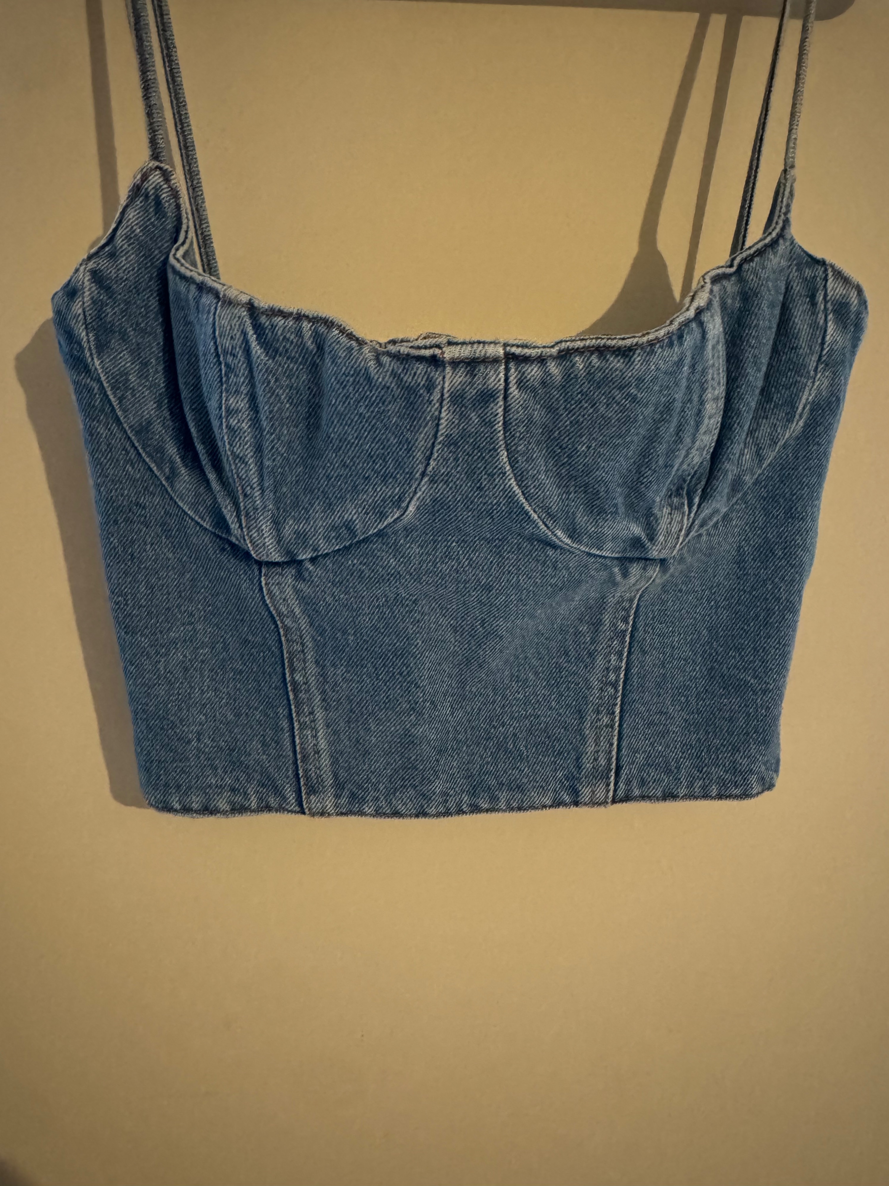 Preowned Magda Butrym Denim Corset Top Size S Blue