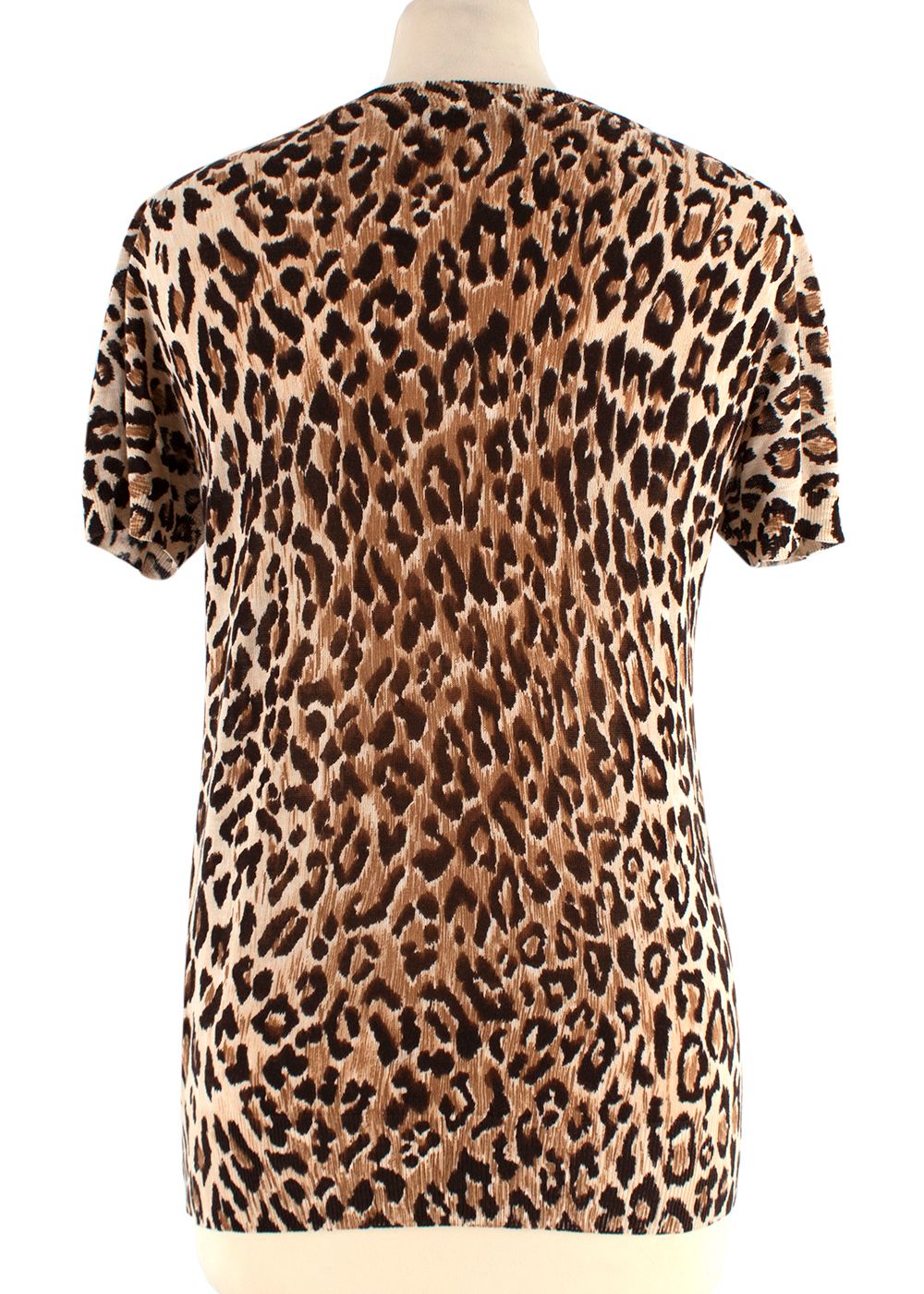 Preowned Dolce  Gabbana Leopard Print Stretch Knit Top Size S cotton