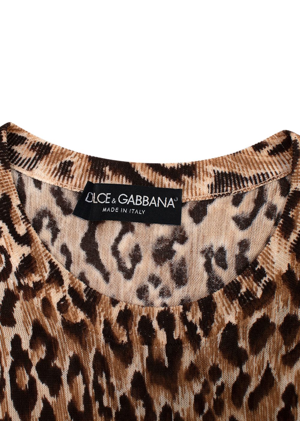 Preowned Dolce  Gabbana Leopard Print Stretch Knit Top Size S cotton