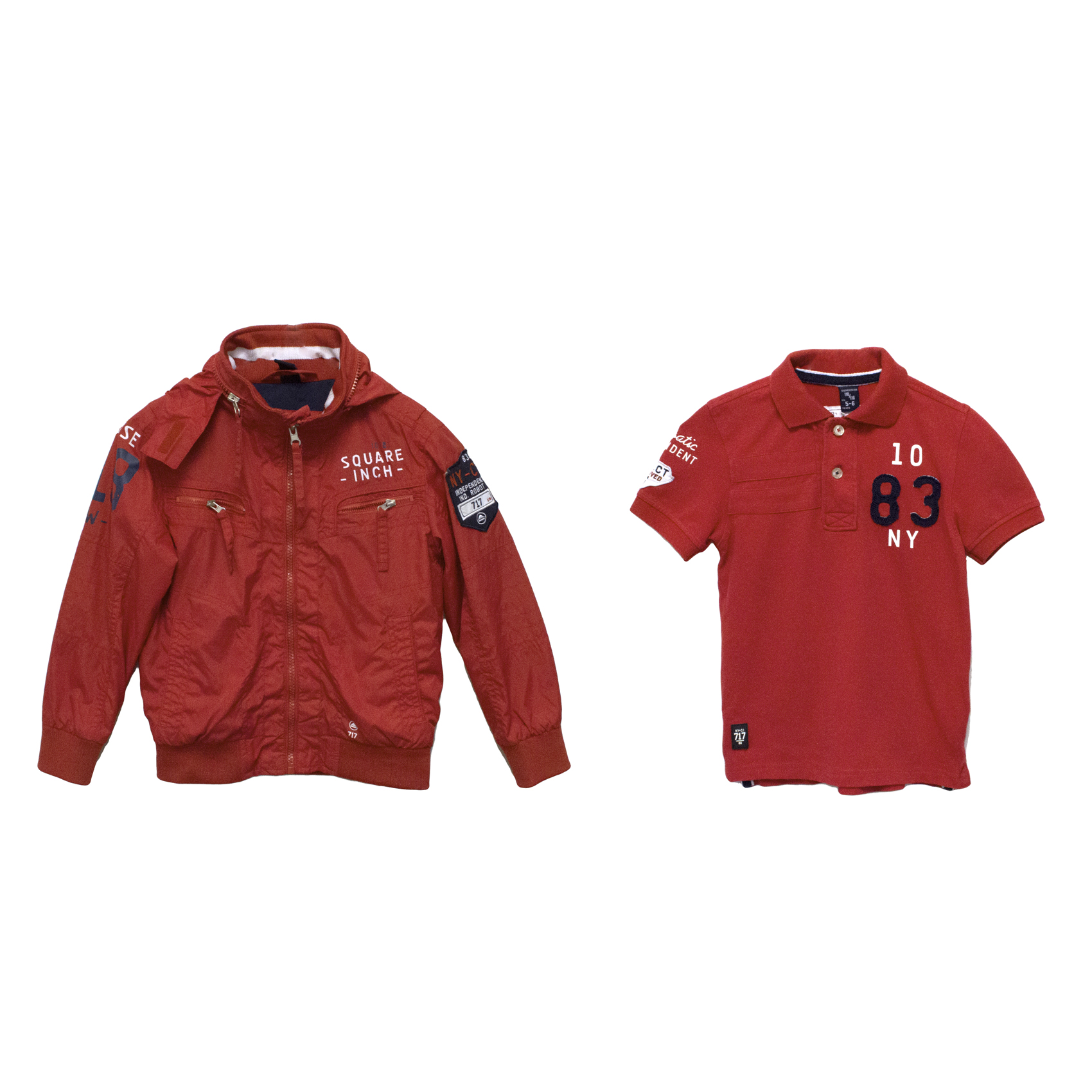 Boys Preowned SevenOneSeven Red Jacket and Applique Polo Shirt Size 5 Years cotton