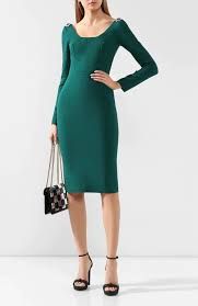 Dolce  Gabbana Green Jewel Embellished Midi Dress Size XXS virgin wool/polyamide/elastane