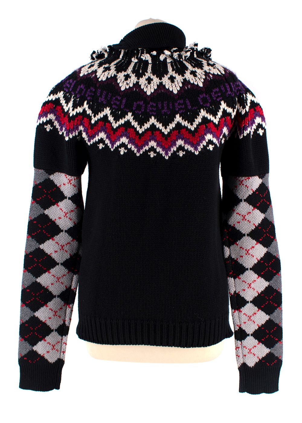 Loewe Black Argyle Knitted High Neck Jumper Size M wool/silk/cashmere