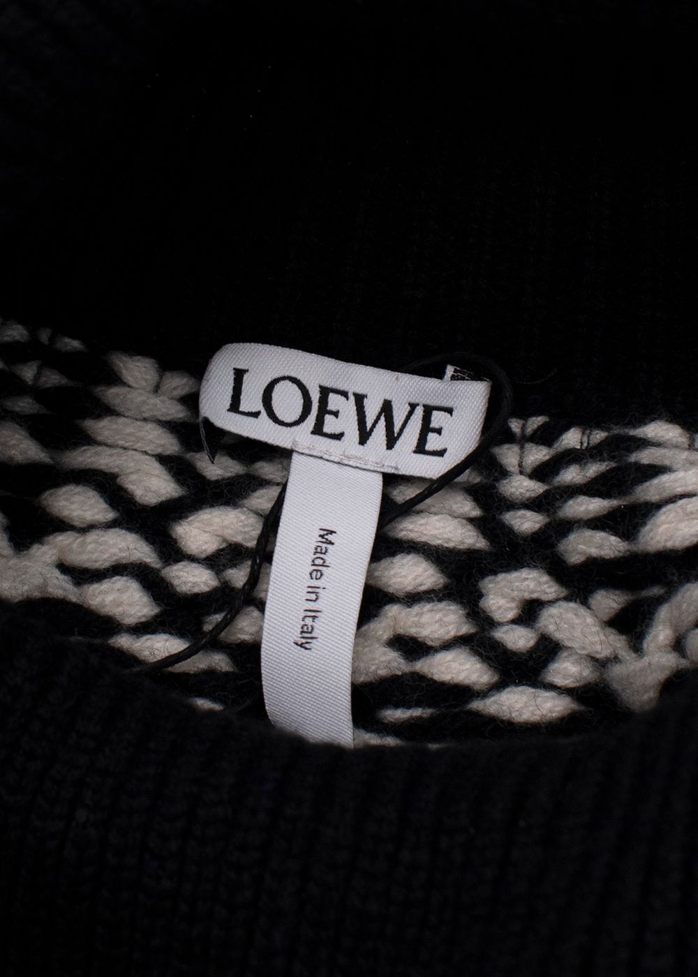 Loewe Black Argyle Knitted High Neck Jumper Size M wool/silk/cashmere