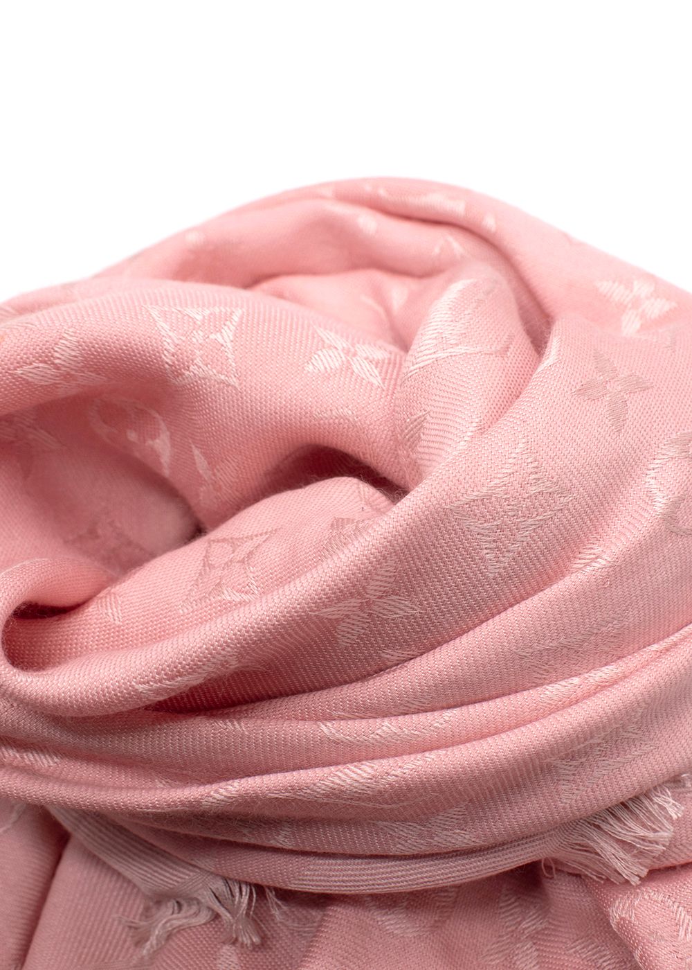 Preowned Louis Vuitton Pink Silk Blend Monogram Scarf silk/wool