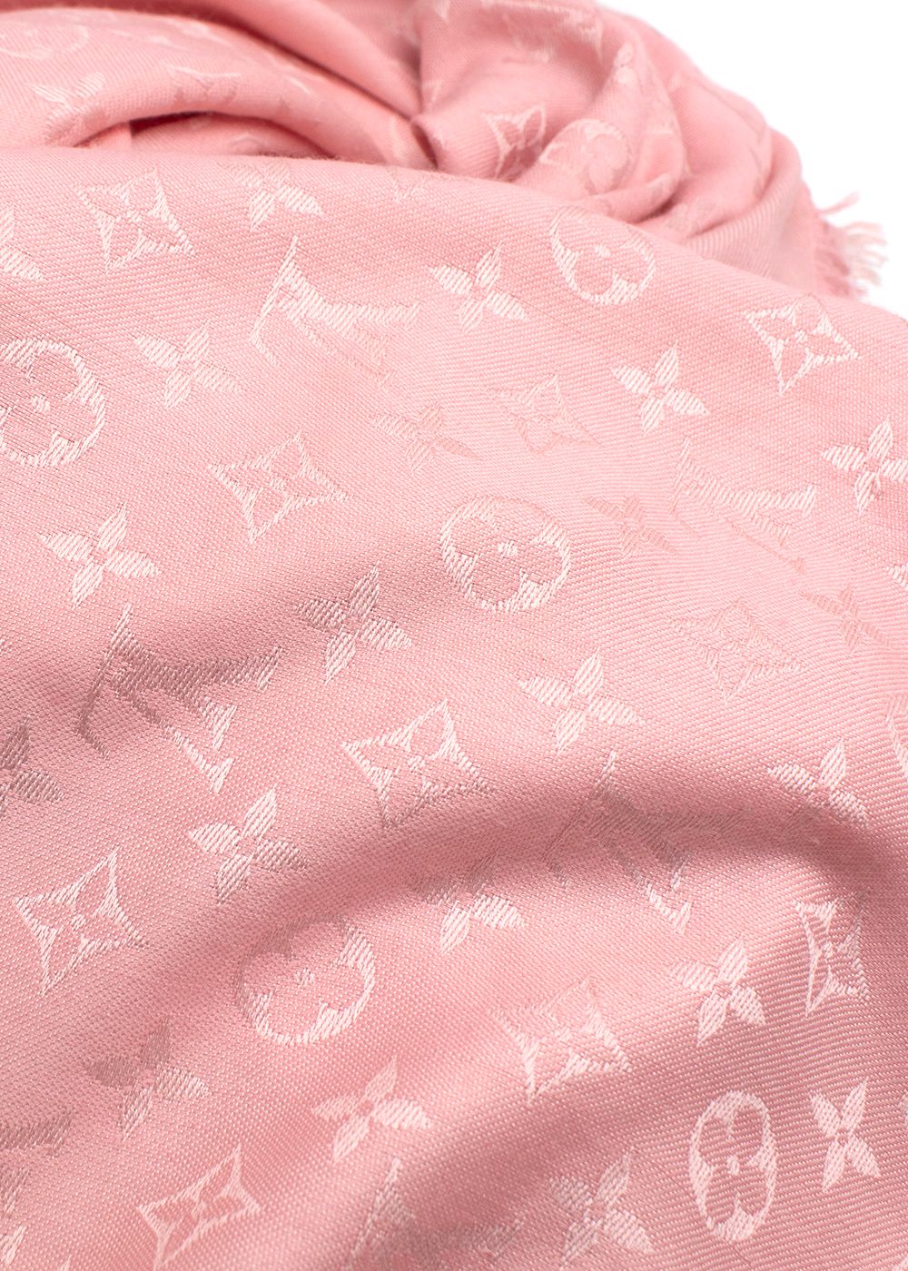 Preowned Louis Vuitton Pink Silk Blend Monogram Scarf silk/wool