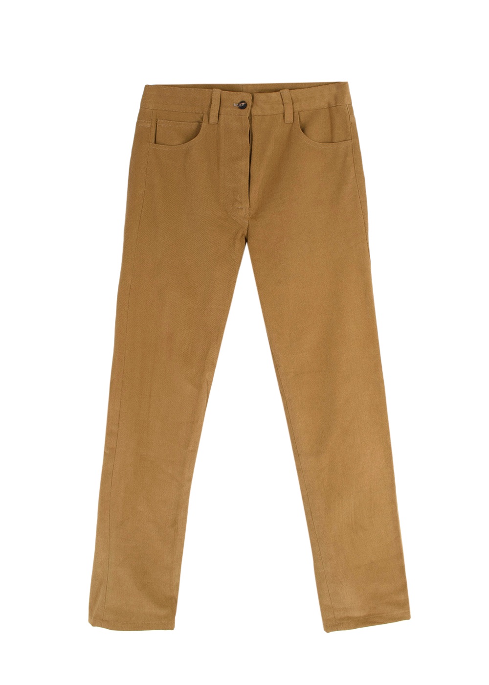 Giuliva Heritage Tan Cotton Twill Straight Leg Trousers Size S