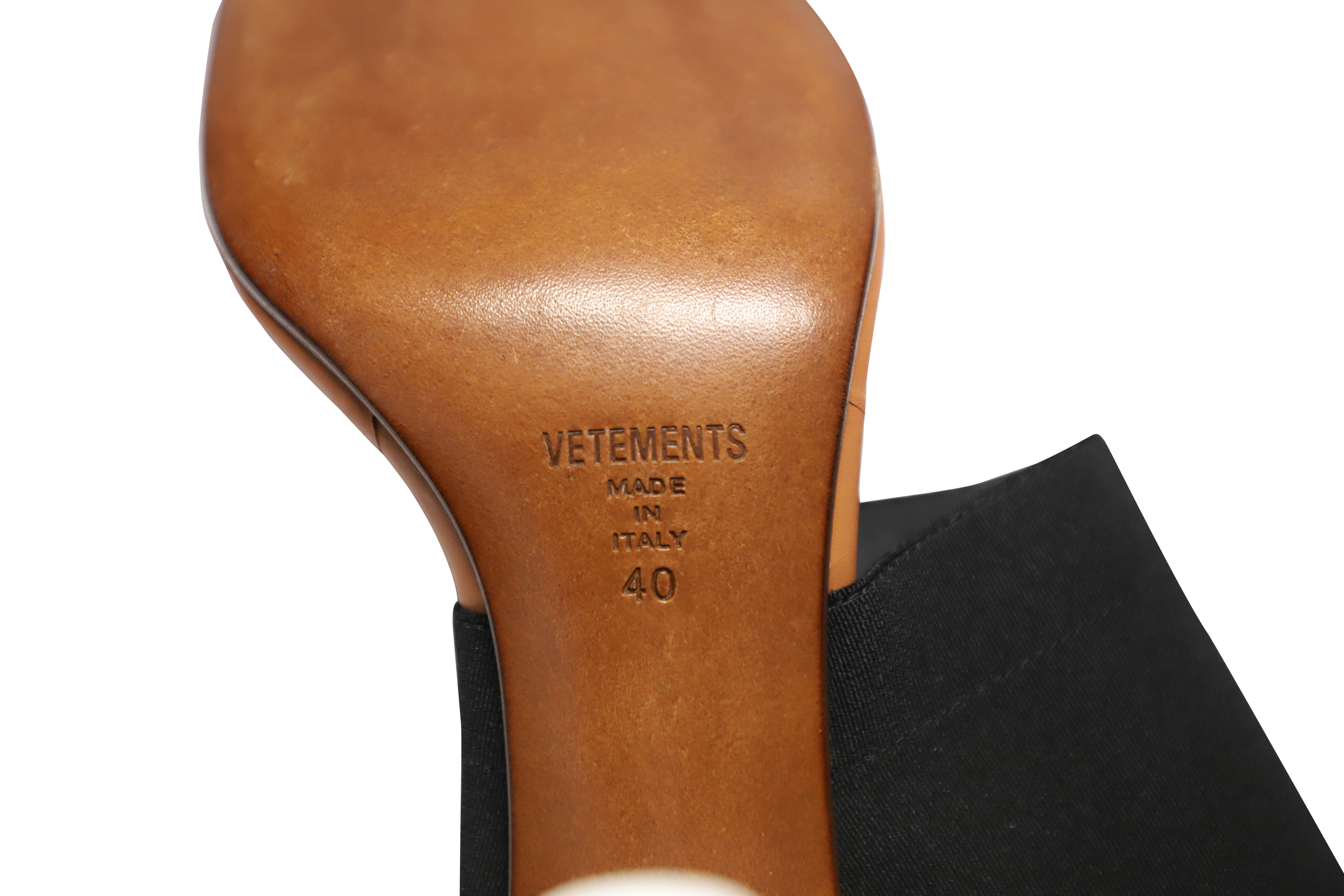 Vetements Black Stretch Canvas Lighter-heel Mules Size 40