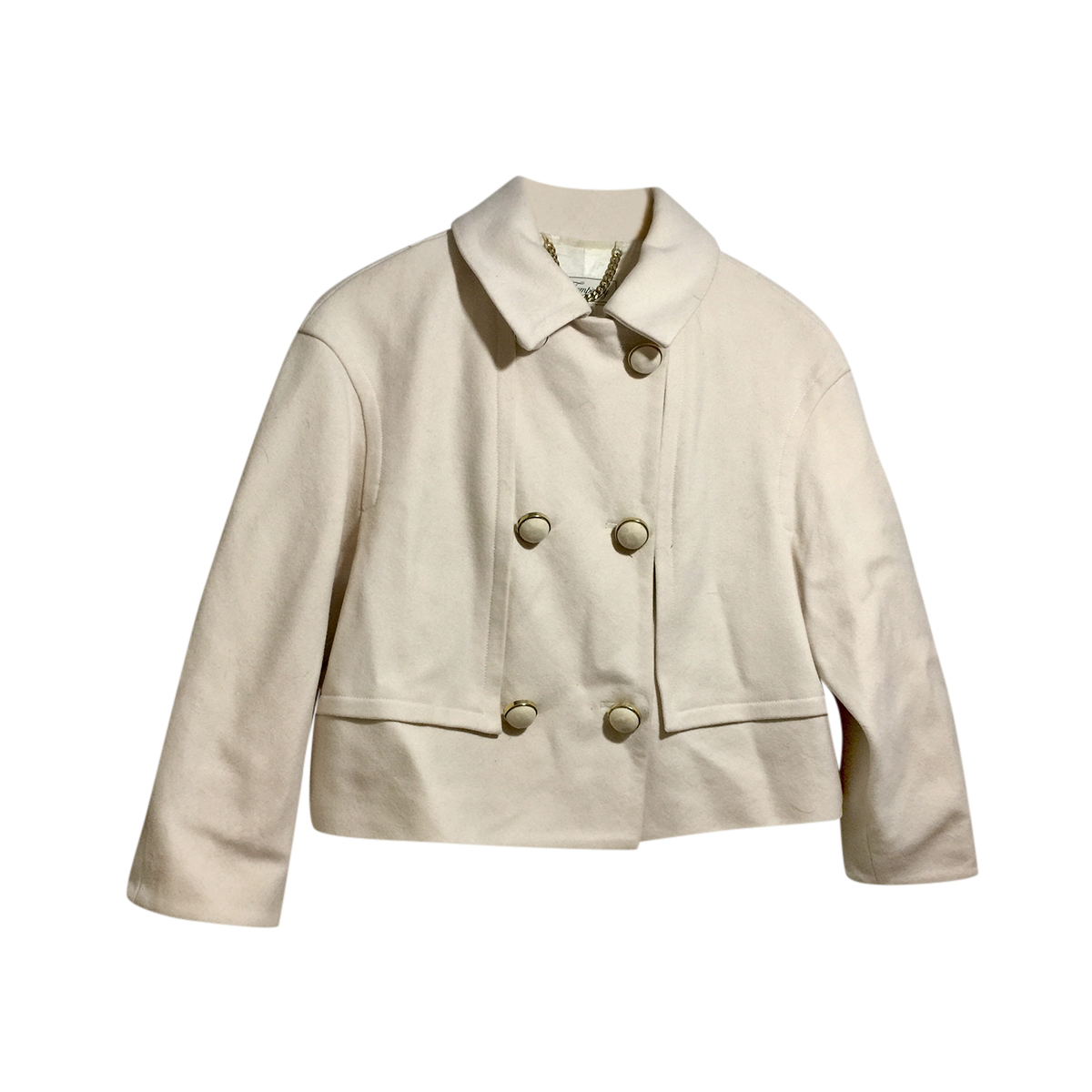 Preowned Temperley Ivory Cashmere Blend Cropped Jacket Size M Cream