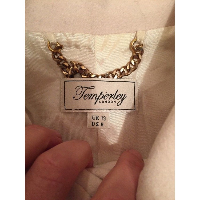 Preowned Temperley Ivory Cashmere Blend Cropped Jacket Size M Cream