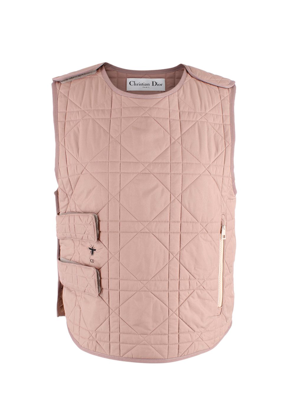 Dior Rose Des Vents Cannage Quilted Nylon Gilet Size S dusty rose polyester