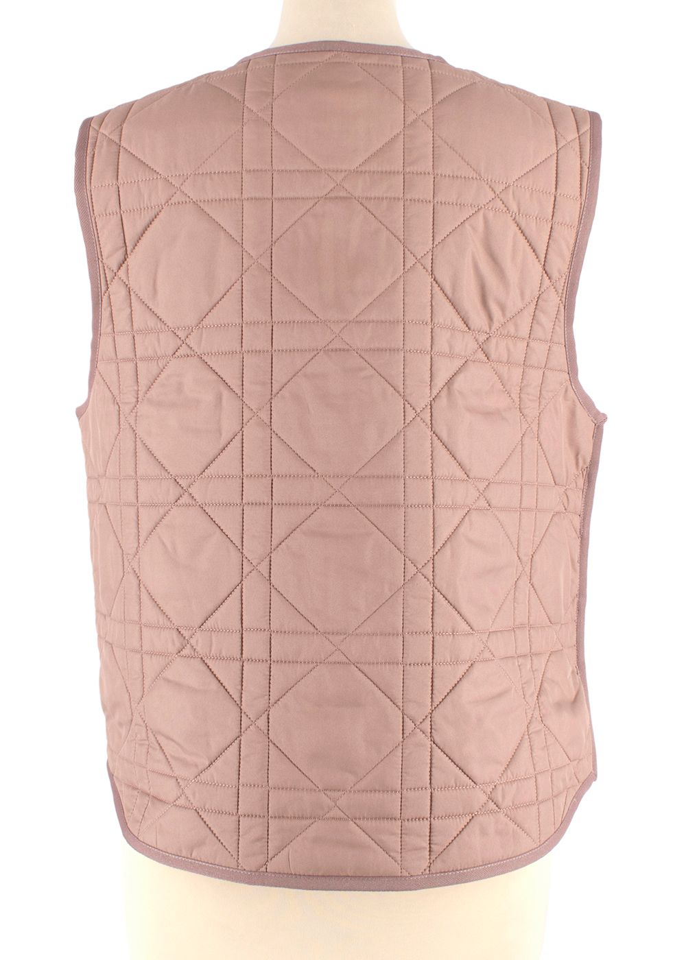 Dior Rose Des Vents Cannage Quilted Nylon Gilet Size S dusty rose polyester