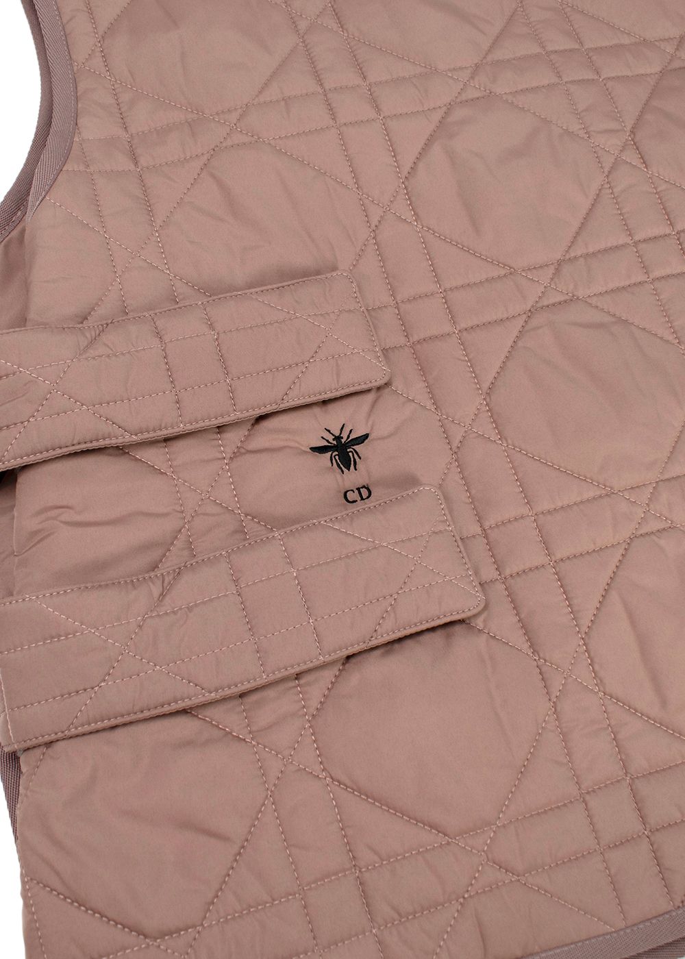 Dior Rose Des Vents Cannage Quilted Nylon Gilet Size S dusty rose polyester