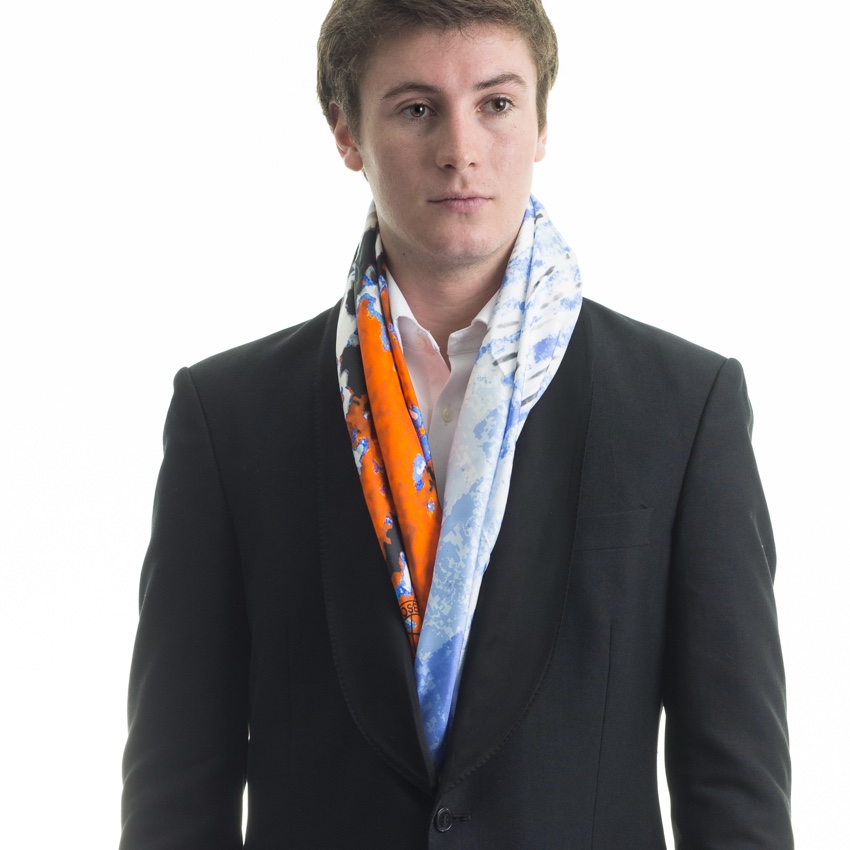 Men's Rosemary Goodenough Planting in Drifts VIII Silk Scarf Orange