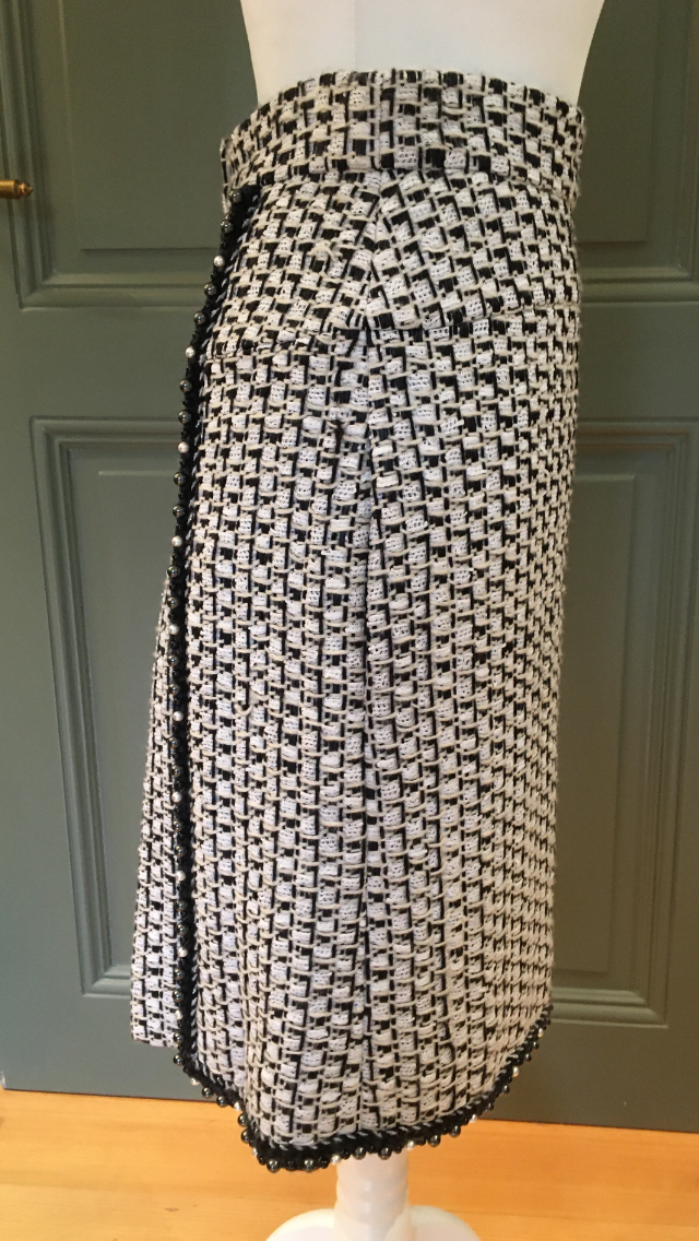 Preowned Chanel Black and White Tweed Midi Skirt Size S white/black mixed