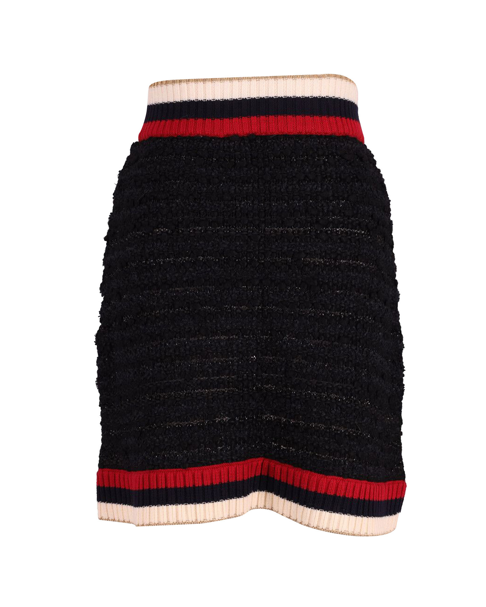 Gucci Web Trimmed Black Cotton Knit Skirt Size S