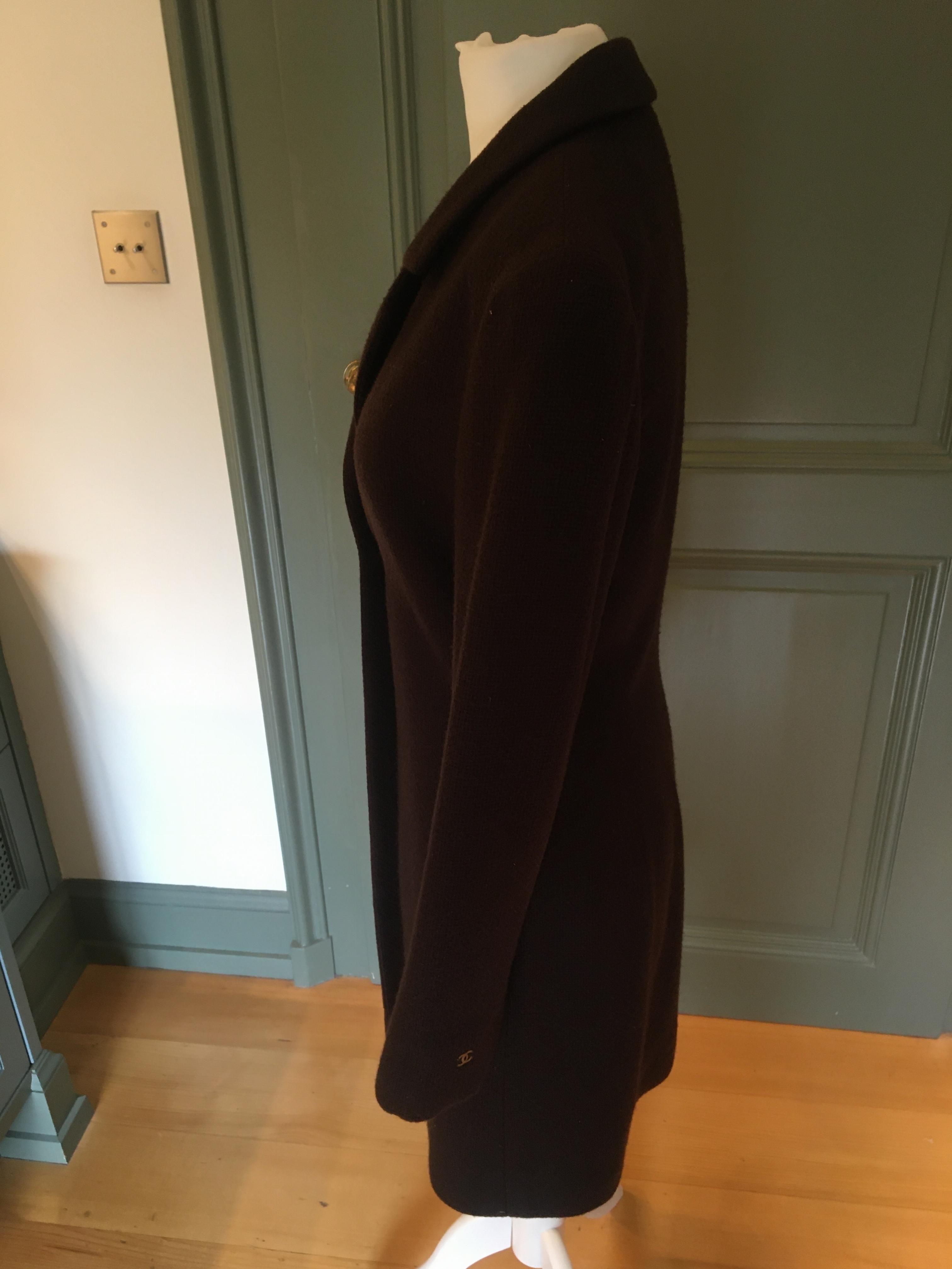 Preowned Chanel Brown Cashmere Tailored Coat Size XS Tan/Brown