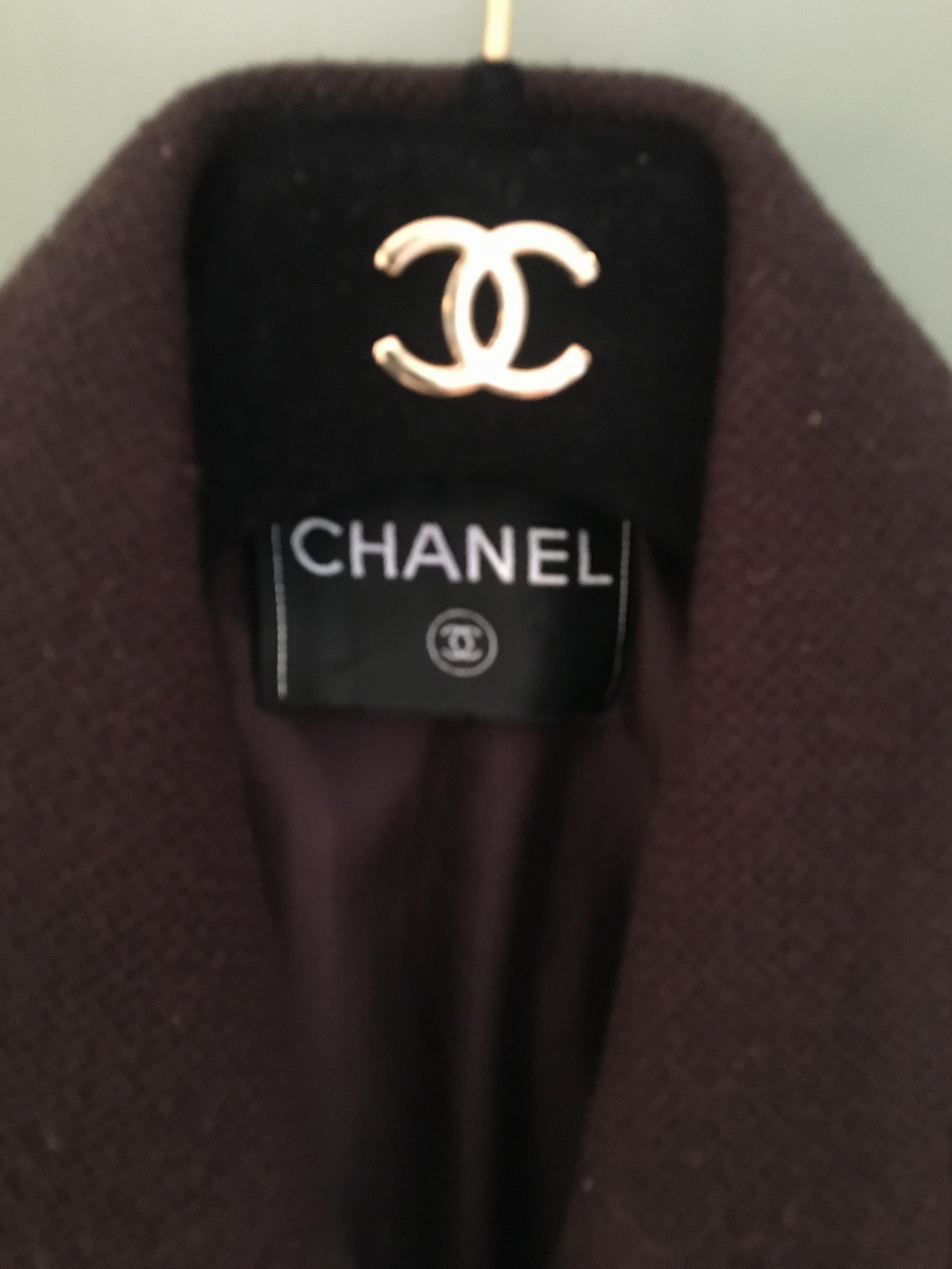 Preowned Chanel Brown Cashmere Tailored Coat Size XS Tan/Brown