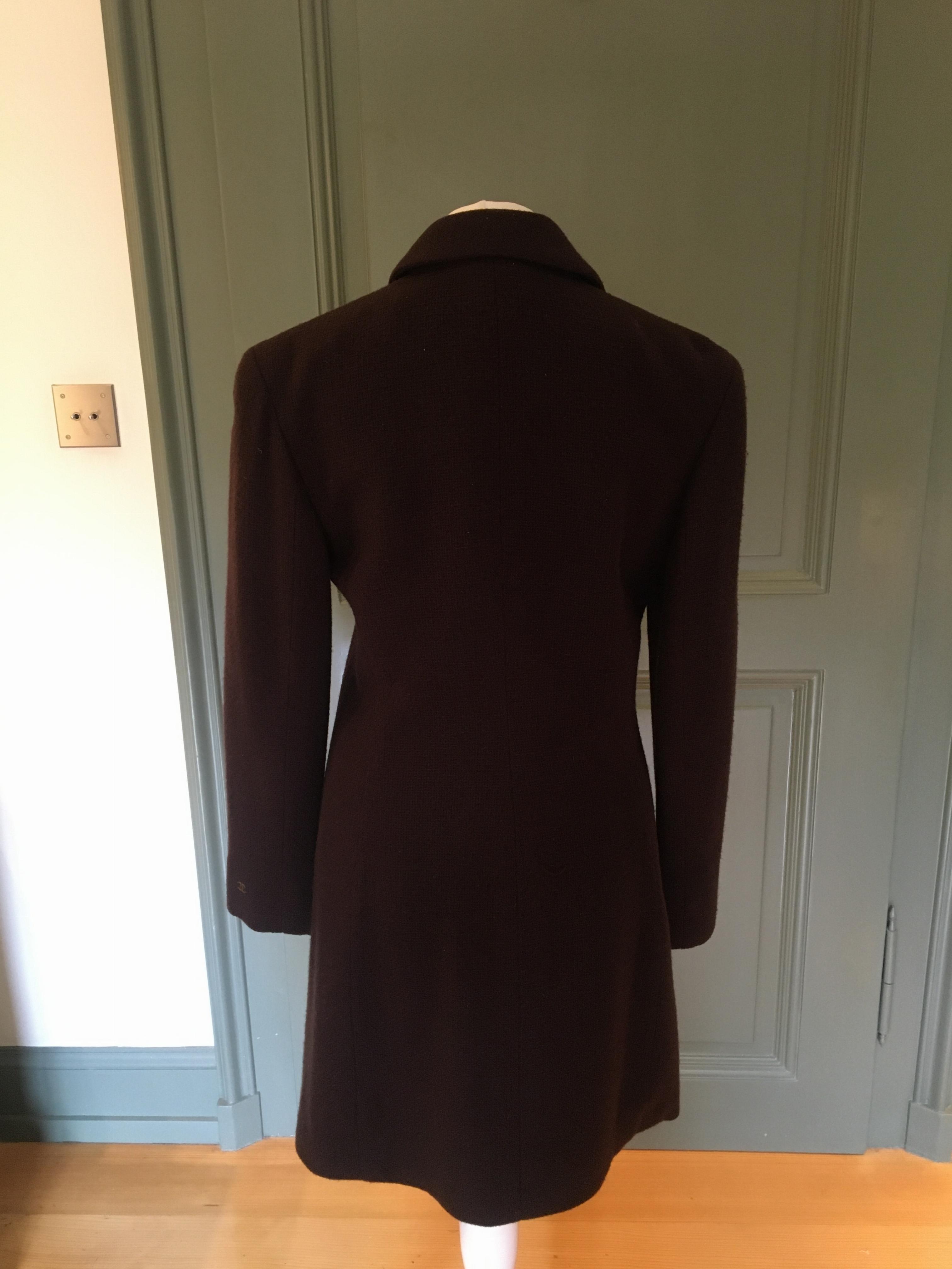 Preowned Chanel Brown Cashmere Tailored Coat Size XS Tan/Brown