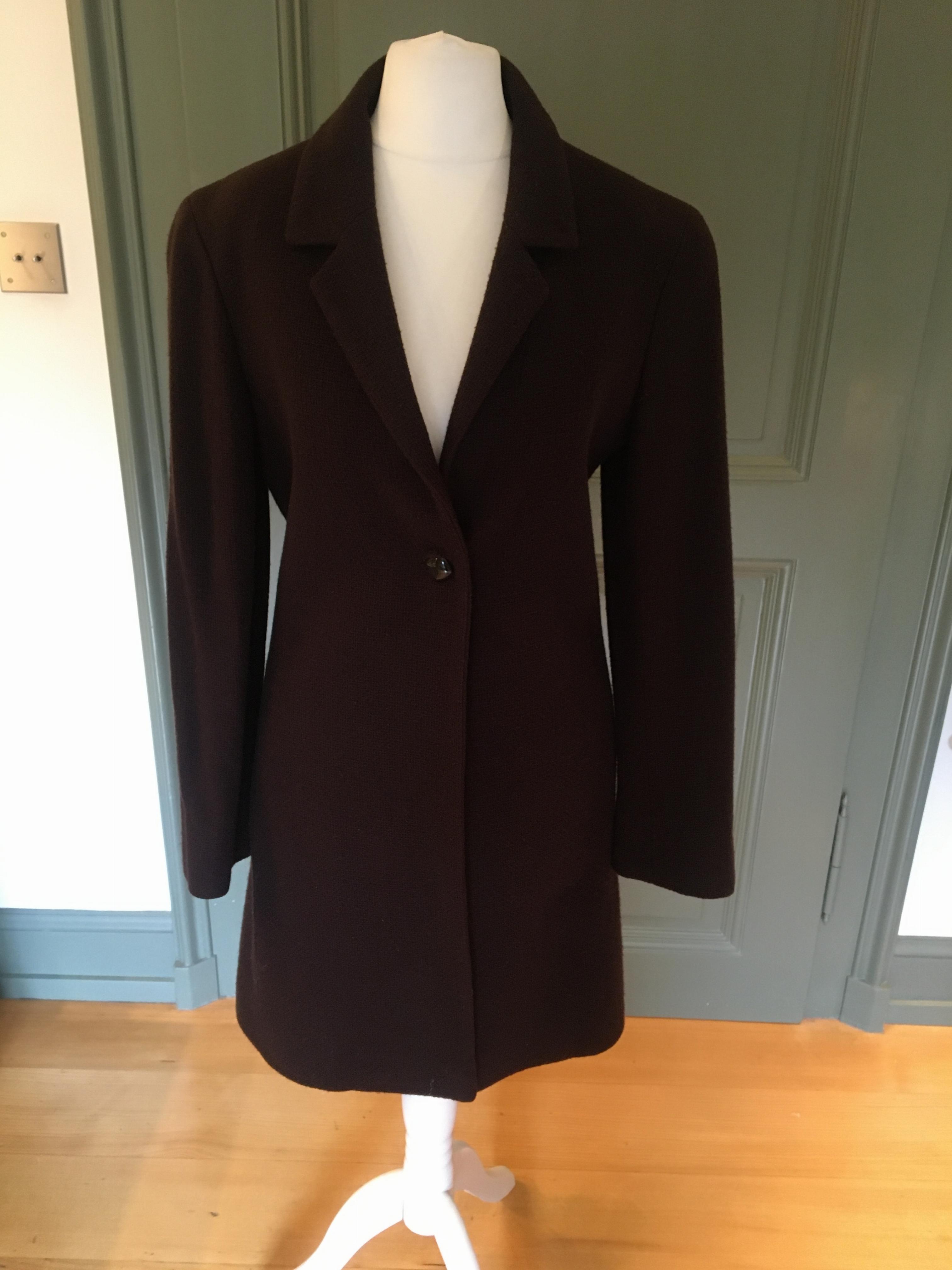 Preowned Chanel Brown Cashmere Tailored Coat Size XS Tan/Brown